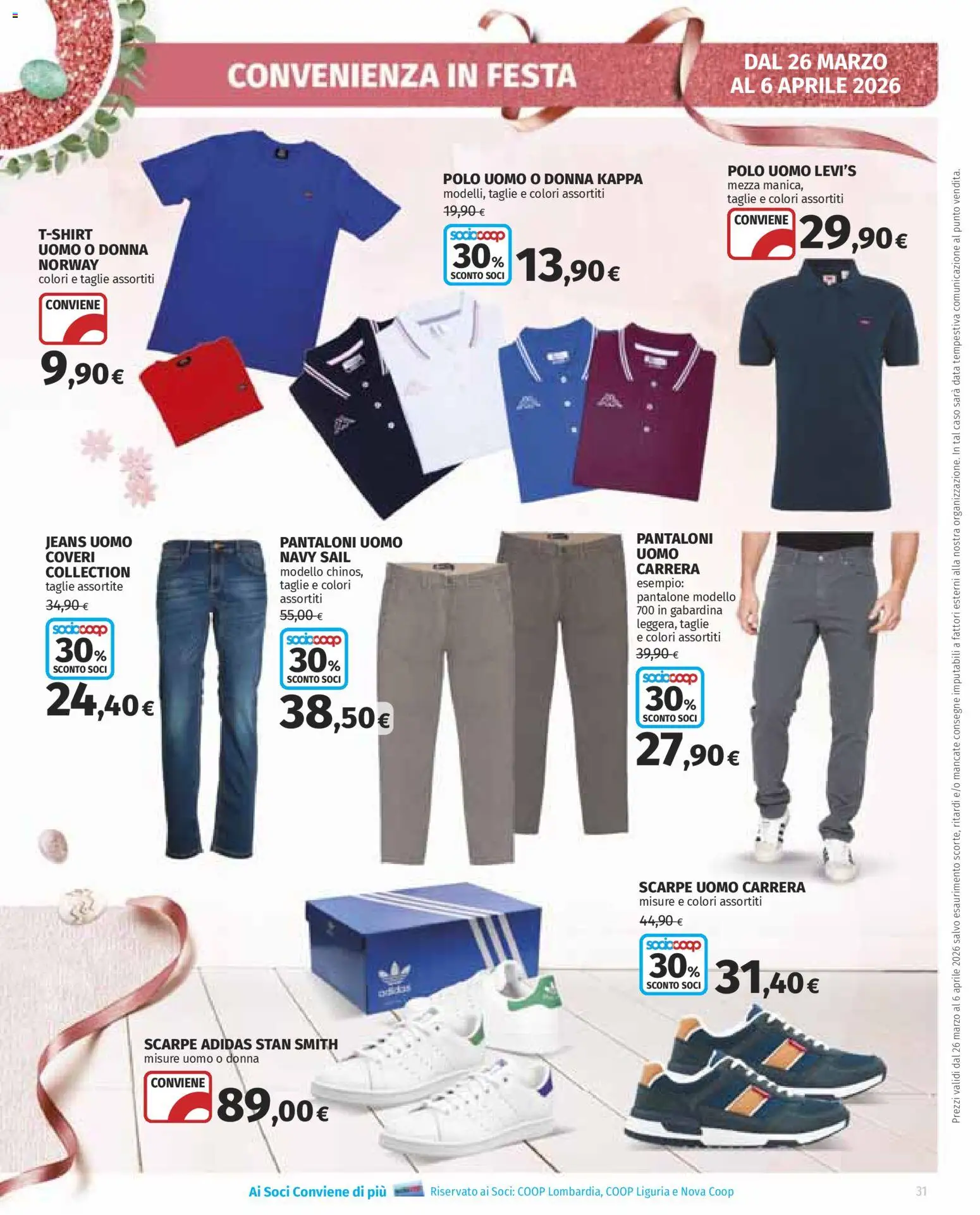 Volantino Ipercoop del 26.03.2026 | Pagina: 31 | Prodotti: Pantaloni, Scarpe, Jeans, Data