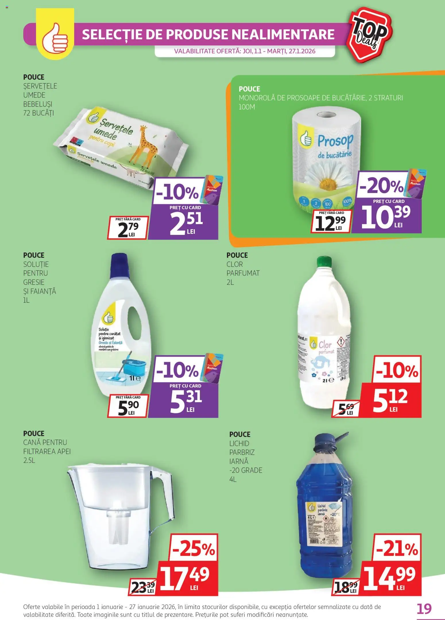 Noul catalog Auchan – valabil de la 01.01.2026 | Pagină: 19 | Produse: Faianță, Gresie, Bucătărie, Șervețele umede