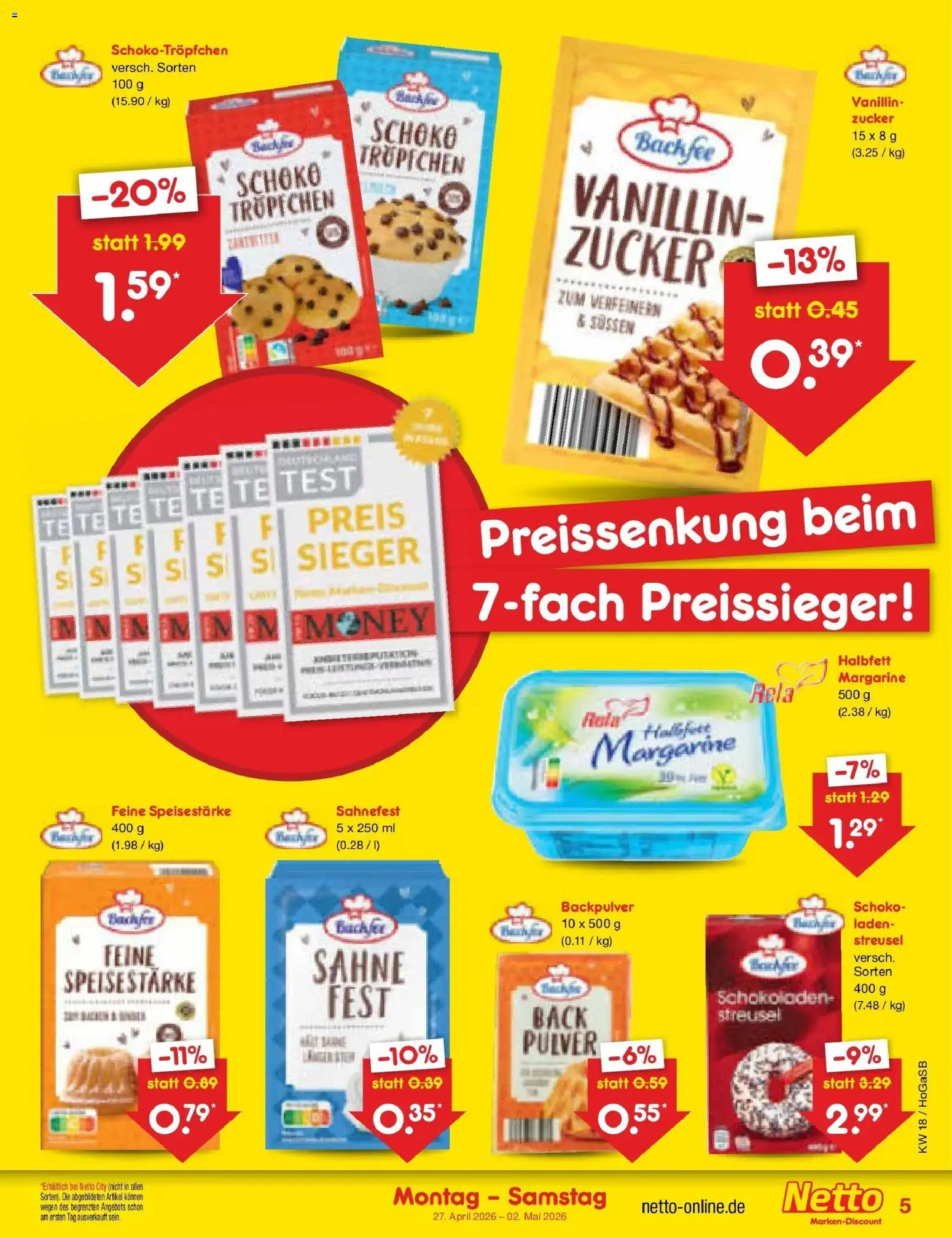 Netto Marken-Discount Prospekt Hannover	 – gültig ab 27.04.2026 | Seite: 7 | Produkte: Margarine, Zucker, Sahne