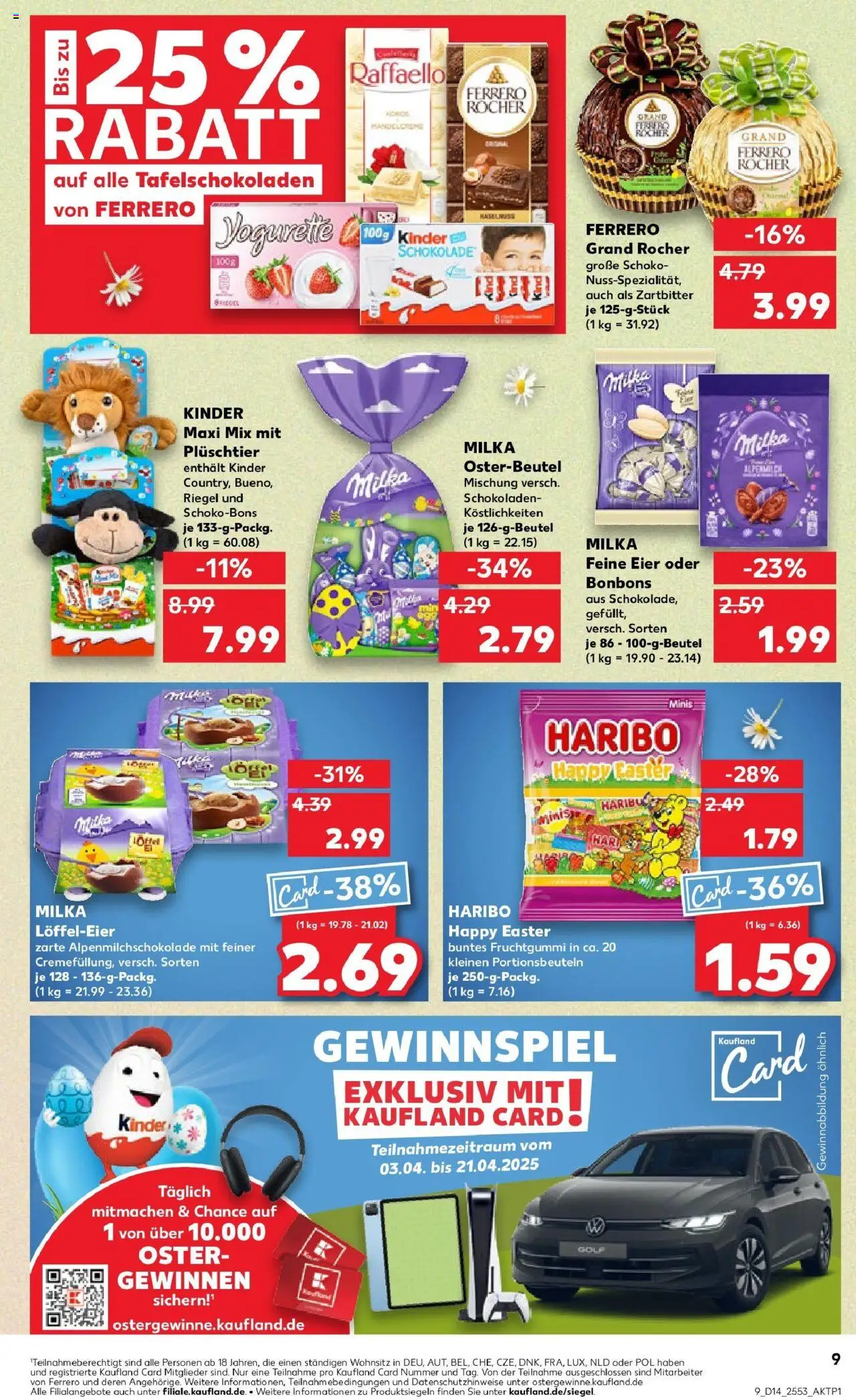 Kaufland - Dreieich-Sprendlingen, Robert-Bosch-Straße 15 - gültig ab dem 03.04.2025 | Seite: 9 | Produkte: Raffaello, Haribo, Eier, Milka