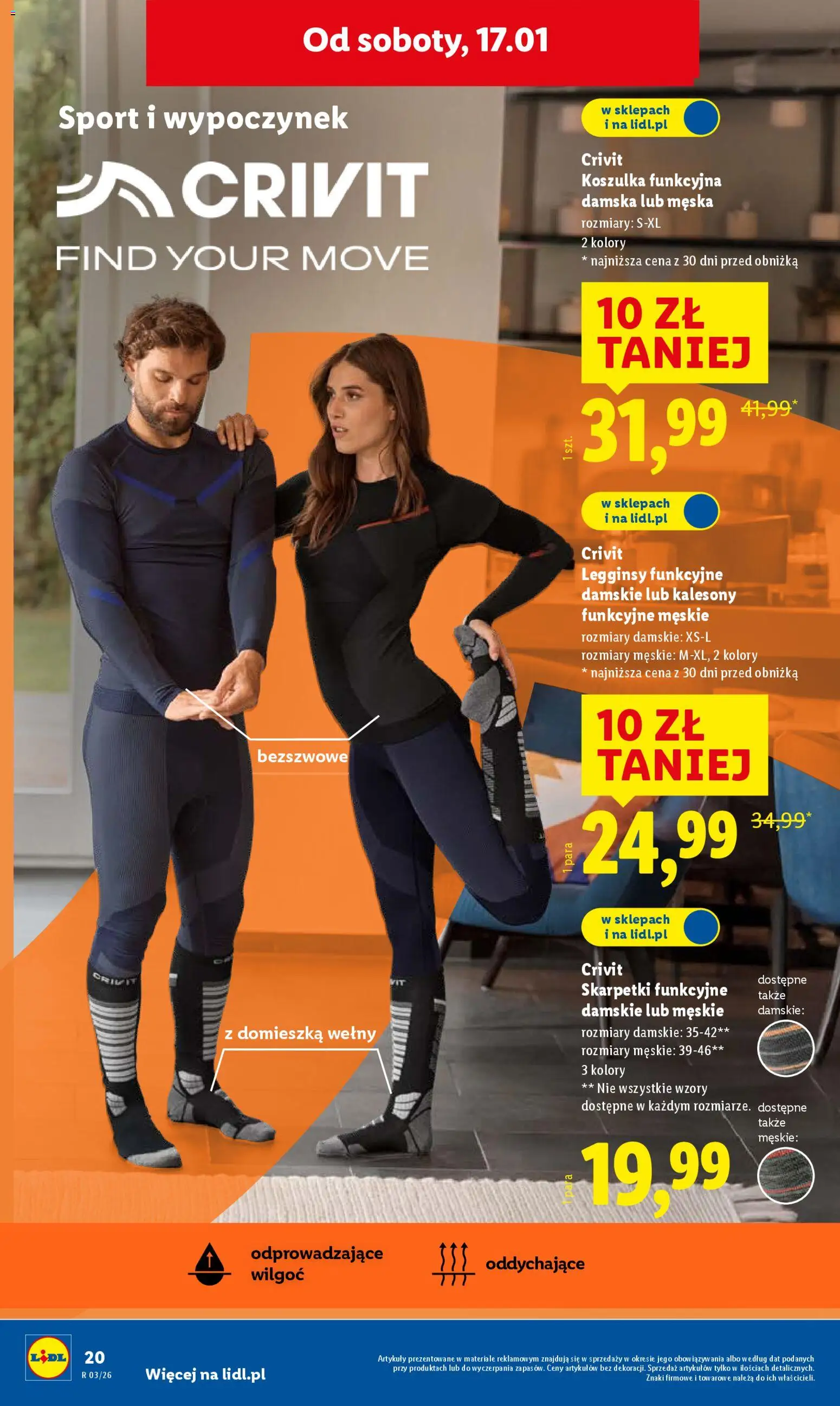 Lidl Gazetka od 15.01.2026 | Strona: 20 | Produkty: Legginsy, Skarpetki