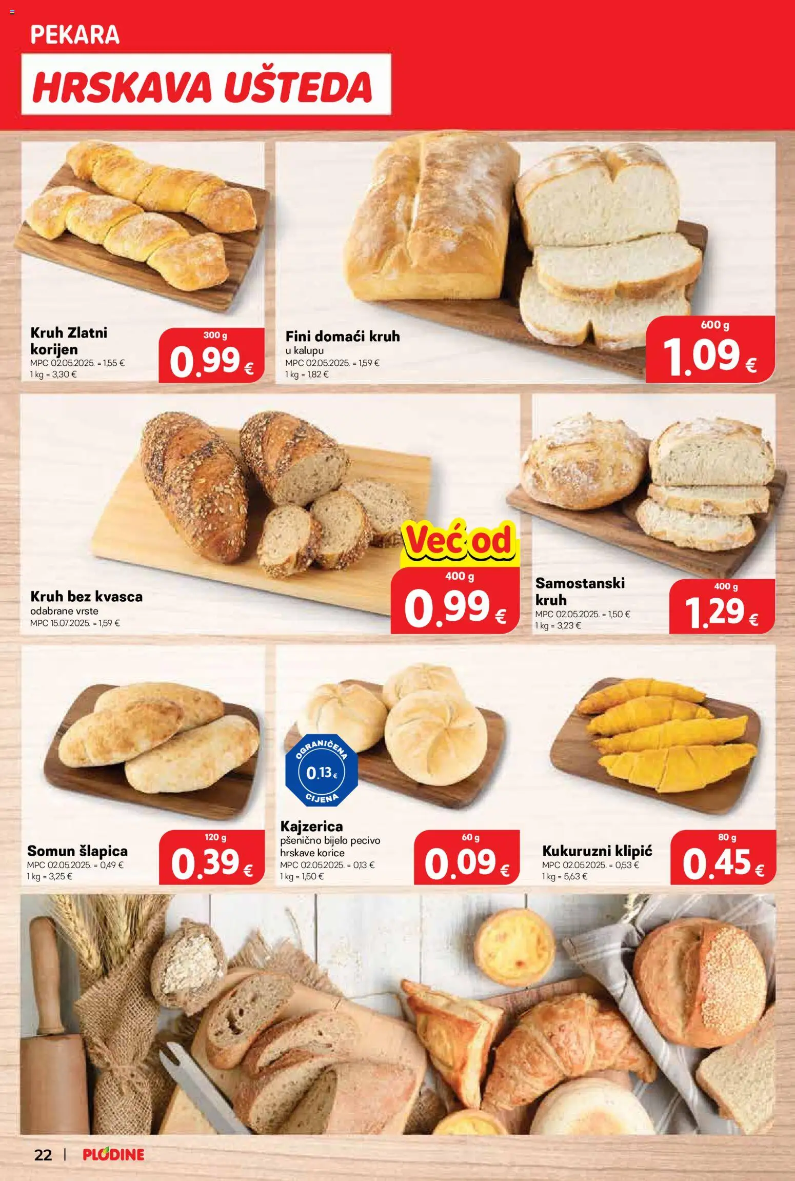 Plodine katalog | vrijedi od 25.03.2026 | Stranica: 22 | Proizvodi: Pekara, Somun, Kruh, Pecivo