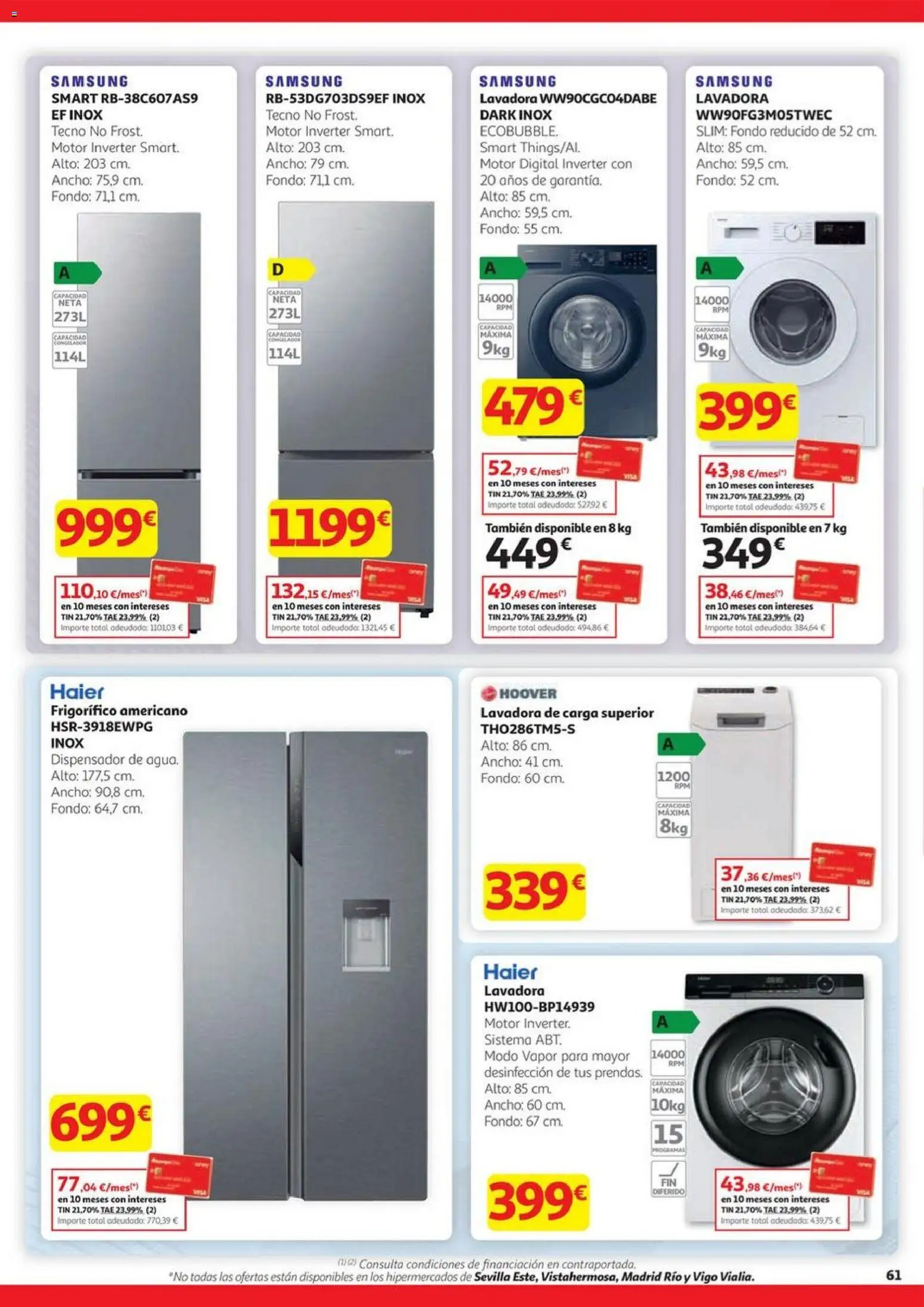 Alcampo - HG Madrid Unificado  │ válido desde el 23.10.2025 | Página: 61 | Productos: Dispensador, Congelador, Lavadora