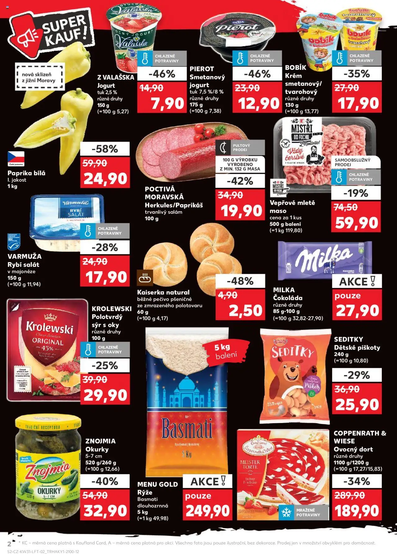 Kaufland leták - Plzeň Bory od 30.07.2025 | Strana: 2 | Produkty: Kaiserka, Krém, Pečivo, Potraviny