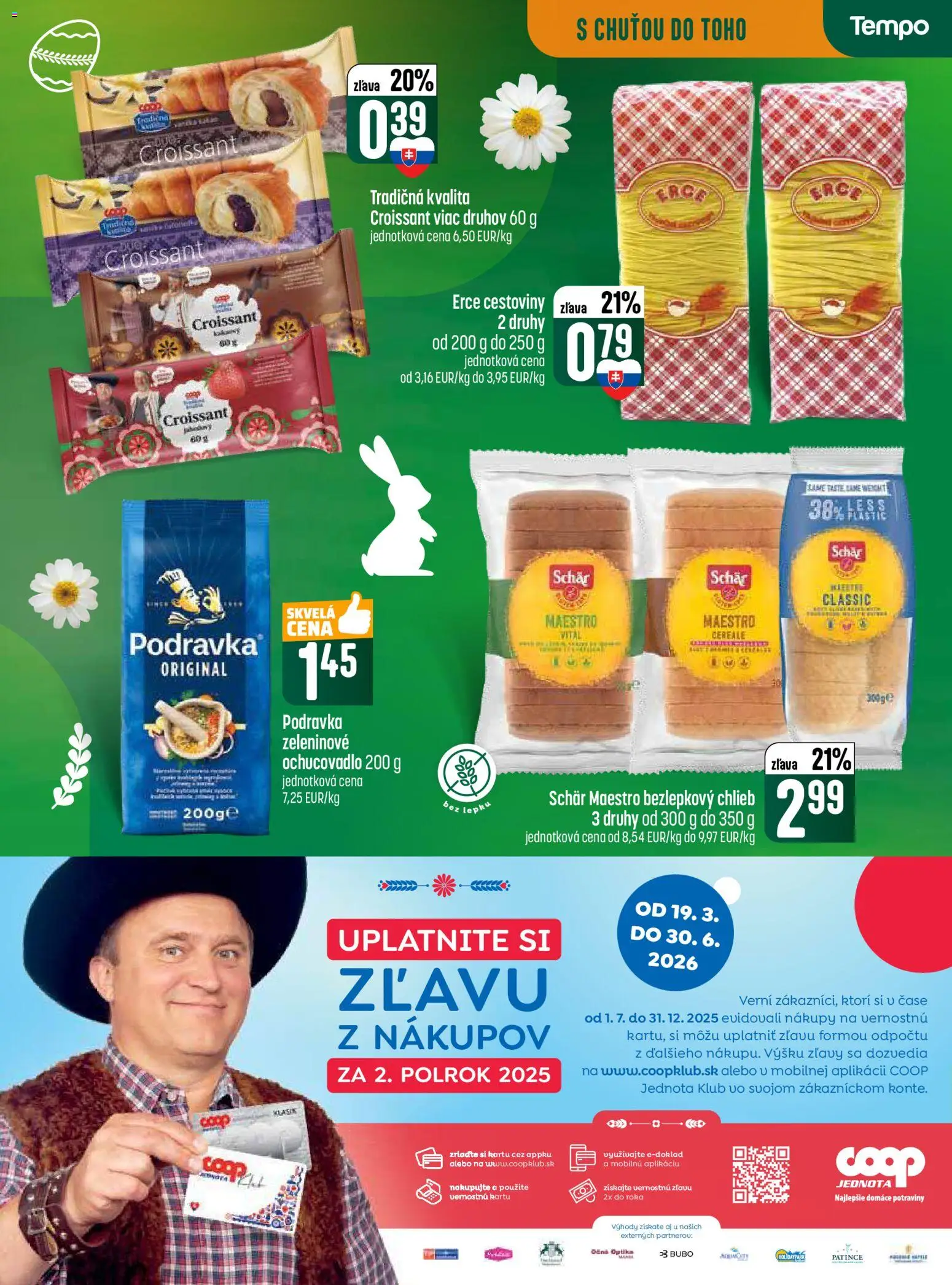 Nové COOP Jednota akcie – leták je platný od 19.03.2026 | Strana: 15 | Produkty: Chlieb, Croissant, Cestoviny