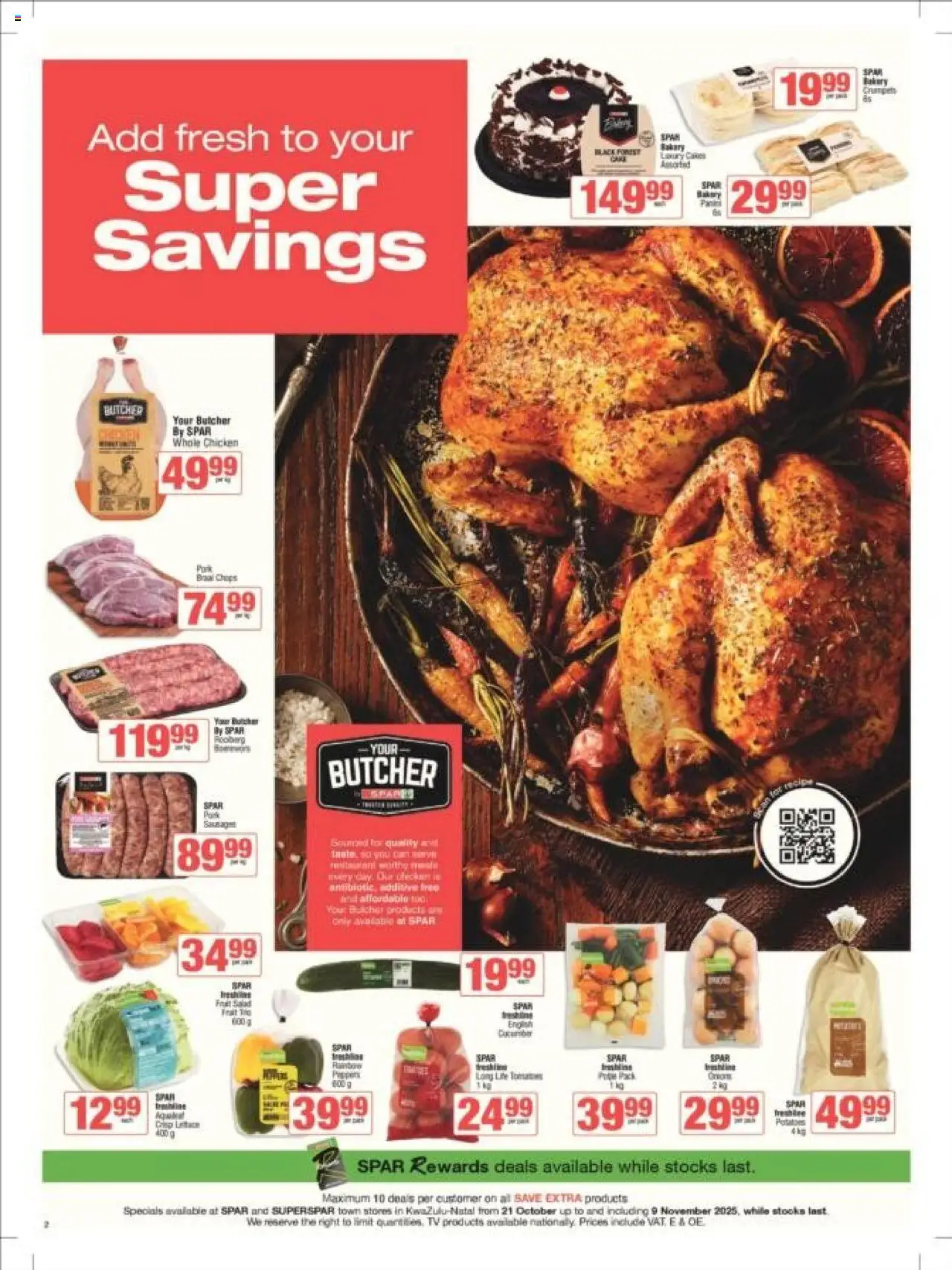 New Superspar catalogue – valid from 21.10.2025 | Page: 2 | Products: Bakery, TV, Pork, Potatoes