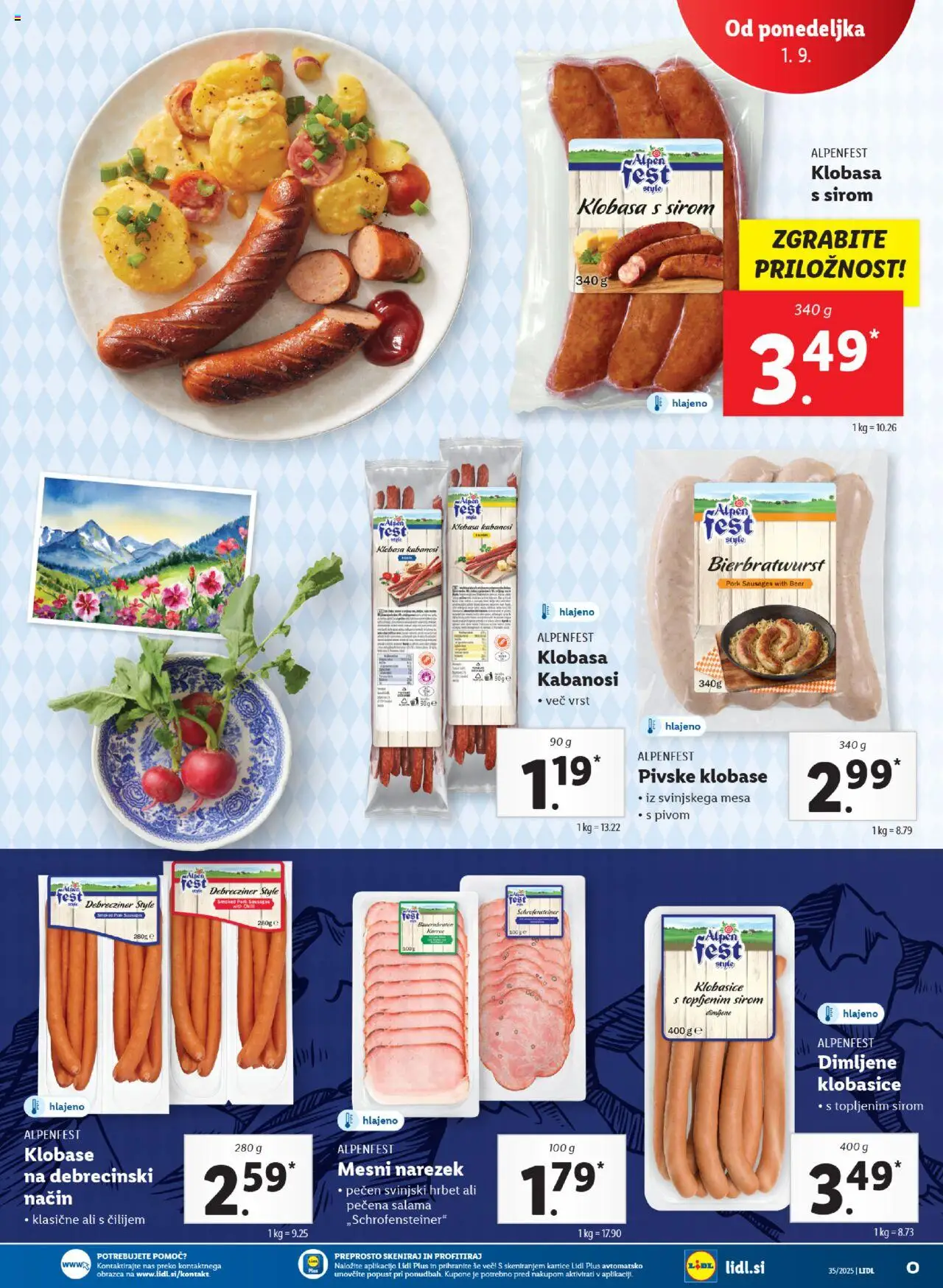 Lidl katalog │ velja od 28.08.2025 | Stran: 51 | Izdelki: Narezek, Klobasice, Salama, Klobase