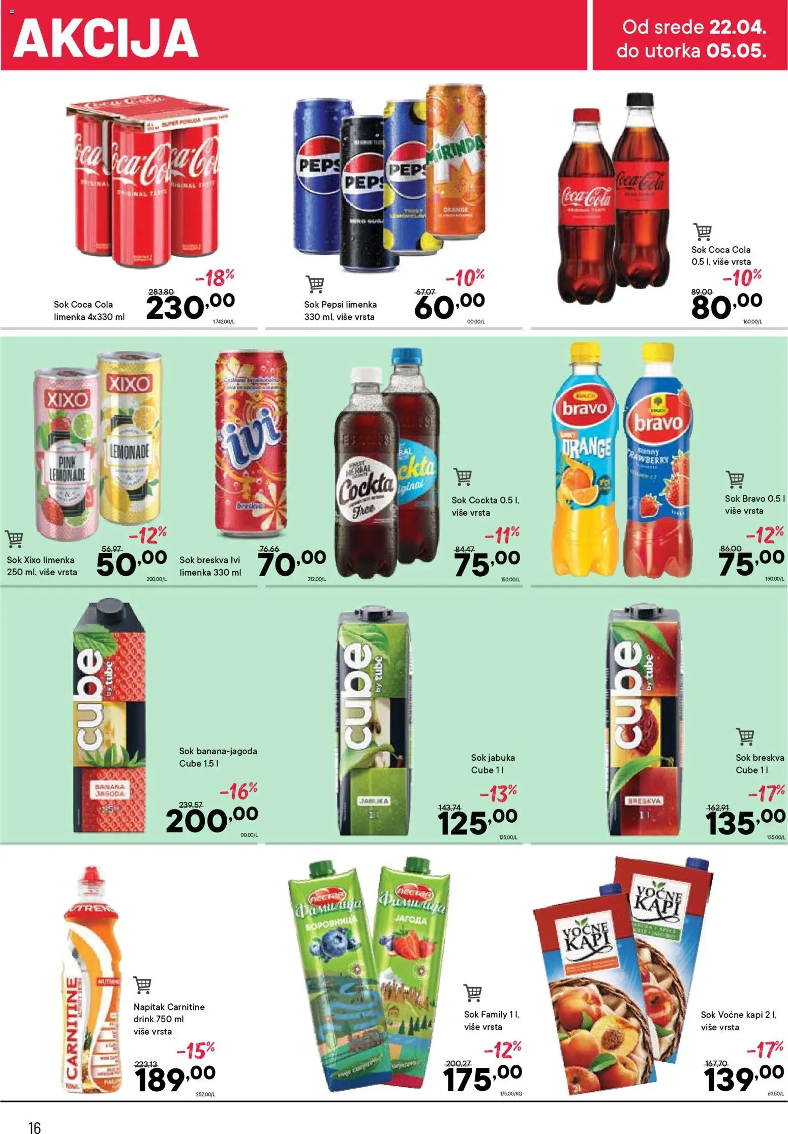 PerSu katalog - važi od 22.04.2026 | Strana: 16 | Proizvode: Banana, Coca Cola, Jagoda, Breskva