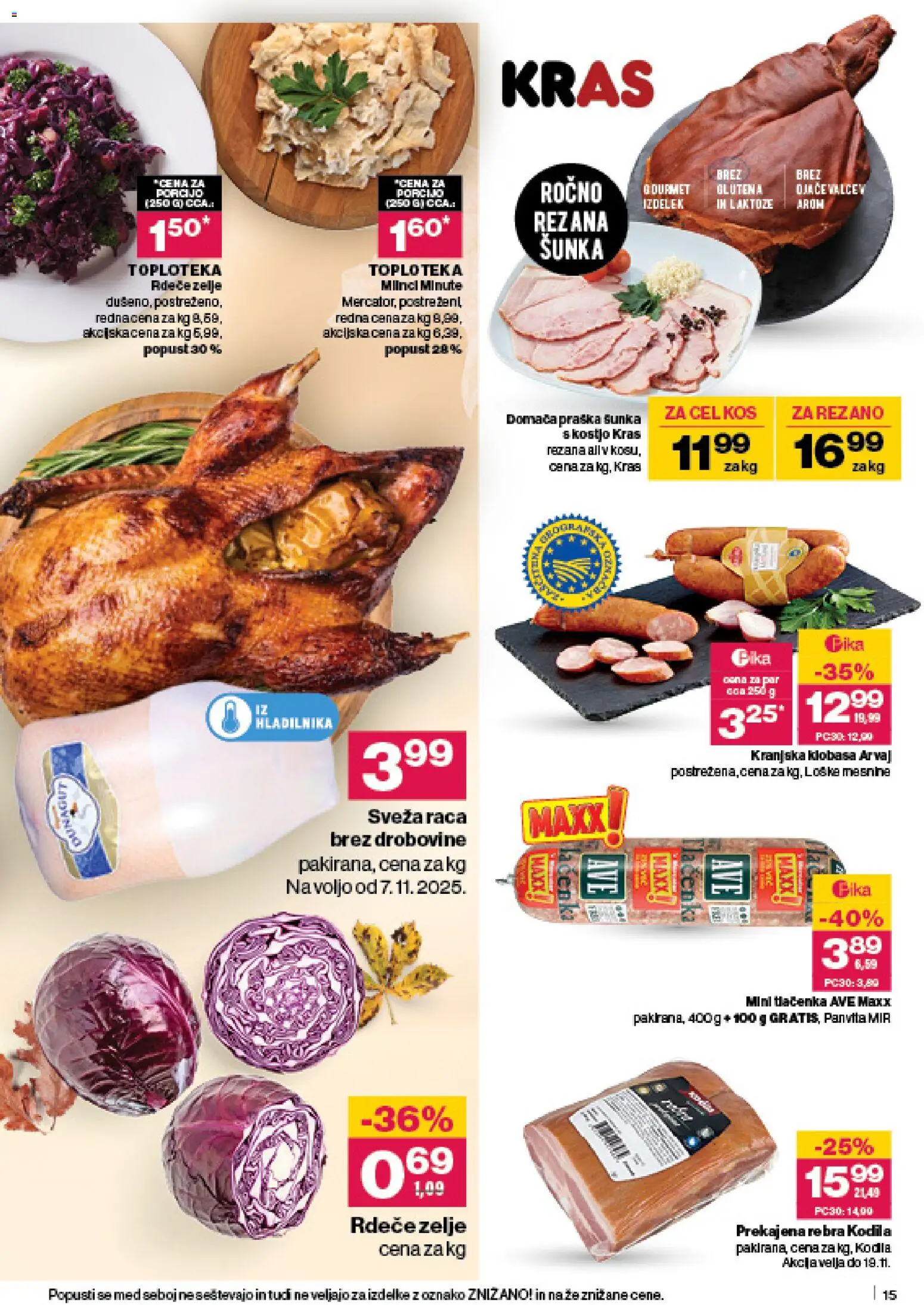 Novi Mercator katalog ponudbe – veljaven od 06.11.2025 | Stran: 15 | Izdelki: Kos, Sunka, Zelje