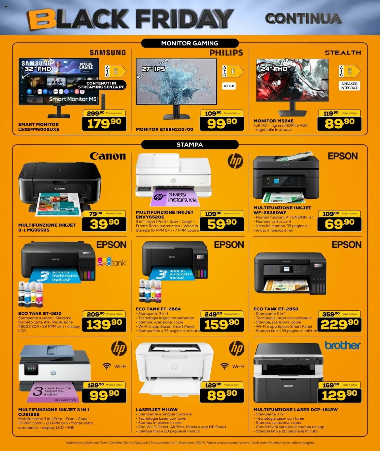 Volantino BRUNO del 13.11.2025 | Pagina: 12 | Prodotti: Monitor, PC, Stampa, Samsung