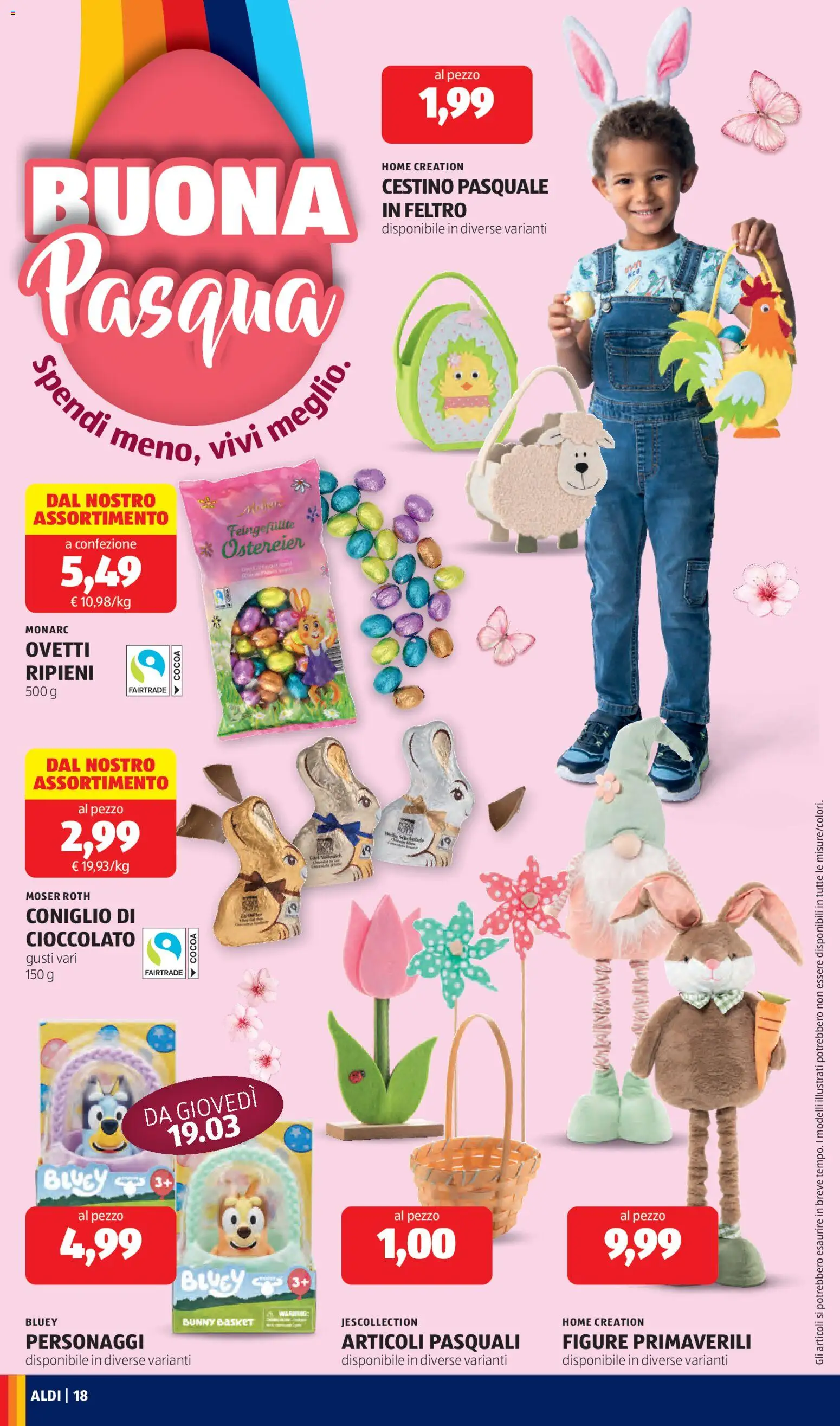 Volantino Aldi del 16.03.2026 | Pagina: 18 | Prodotti: Cioccolato, Cestino
