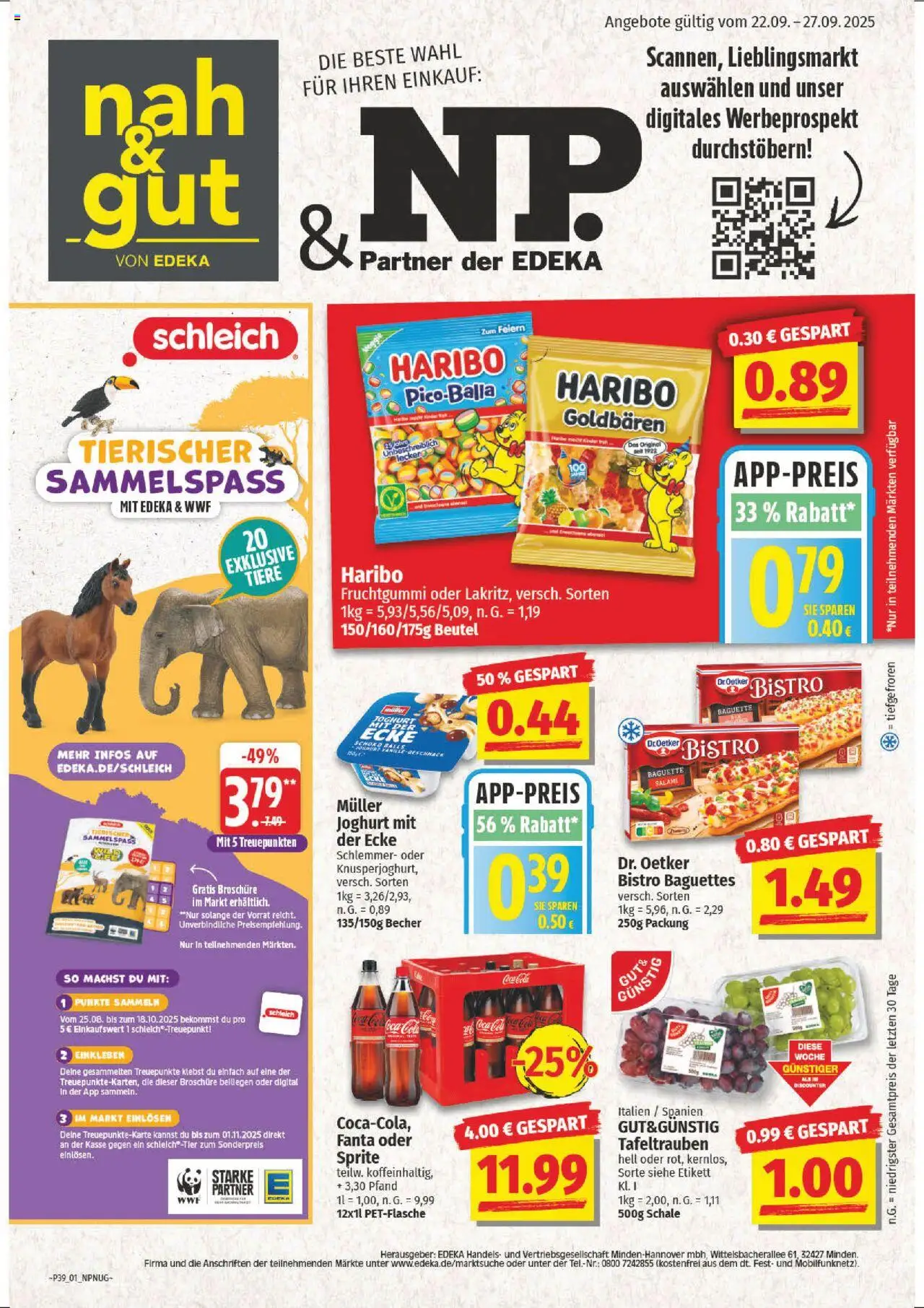 NP Discount Prospekt 	 – gültig ab 22.09.2025 | Seite: 1 | Produkte: Haribo, Joghurt, Baguette, Salami