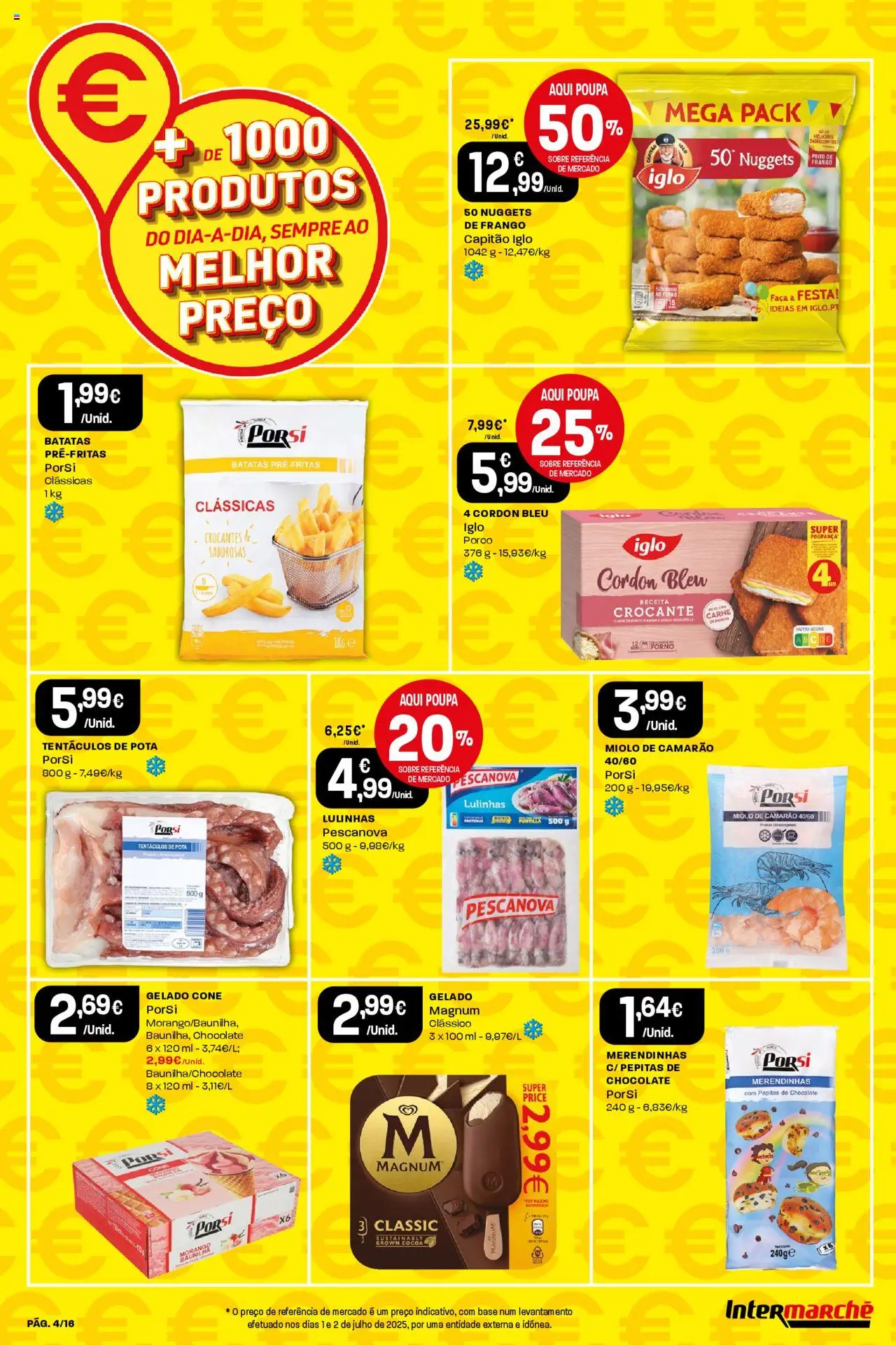 Intermarché folheto │ válido de 31.07.2025 | Página: 4 | Produtos: Frango, Capitão iglo, Camarão, Nuggets