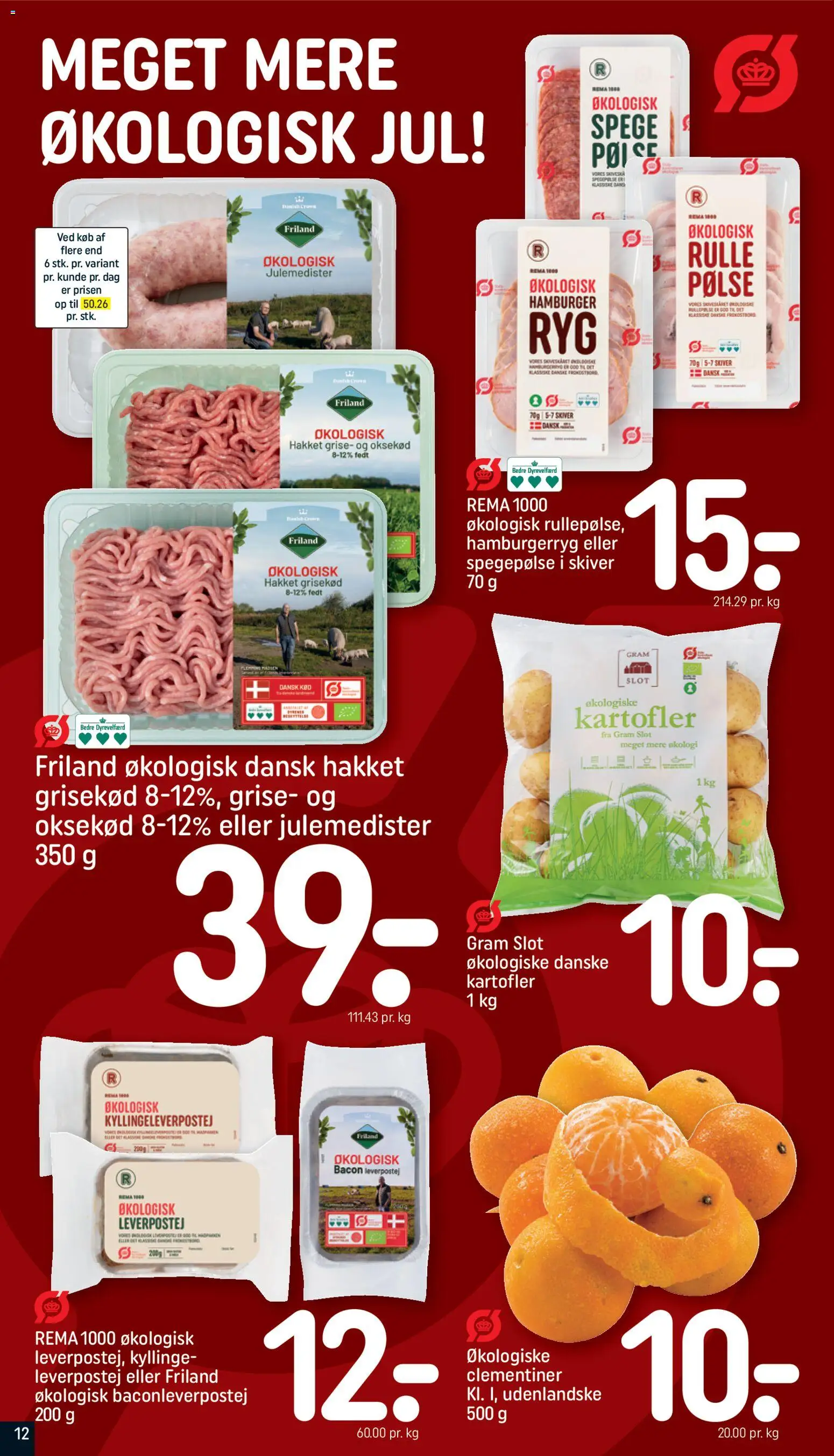 Rema 1000 tilbudsavis – gyldig fra 07.12.2025 | Side: 12 | Produkter: Oksekød, Kartofler, Spegepølse, Bacon