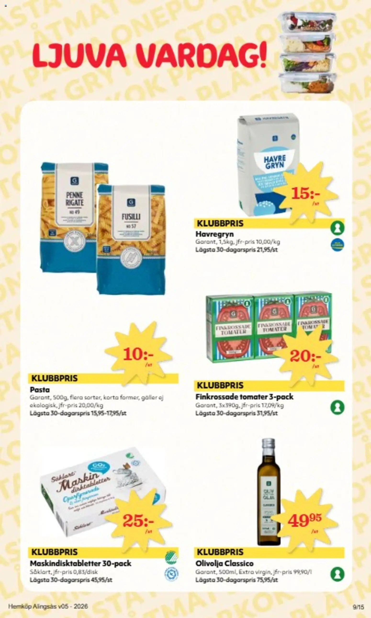 Hemköp reklamblad aktuell från 26.01.2026 | Sida: 9 | Produkter: Galler, Havregryn, Olivolja, Pasta