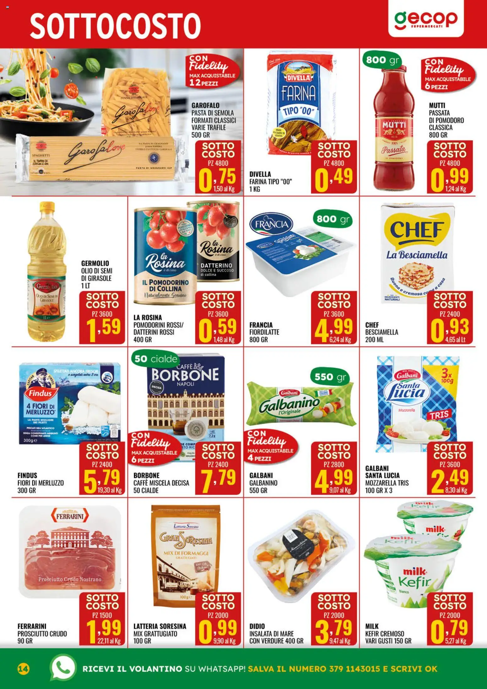 Volantino GECOP del 23.03.2026 | Pagina: 14 | Prodotti: Prosciutto Crudo, Farina, Pasta, Mutti