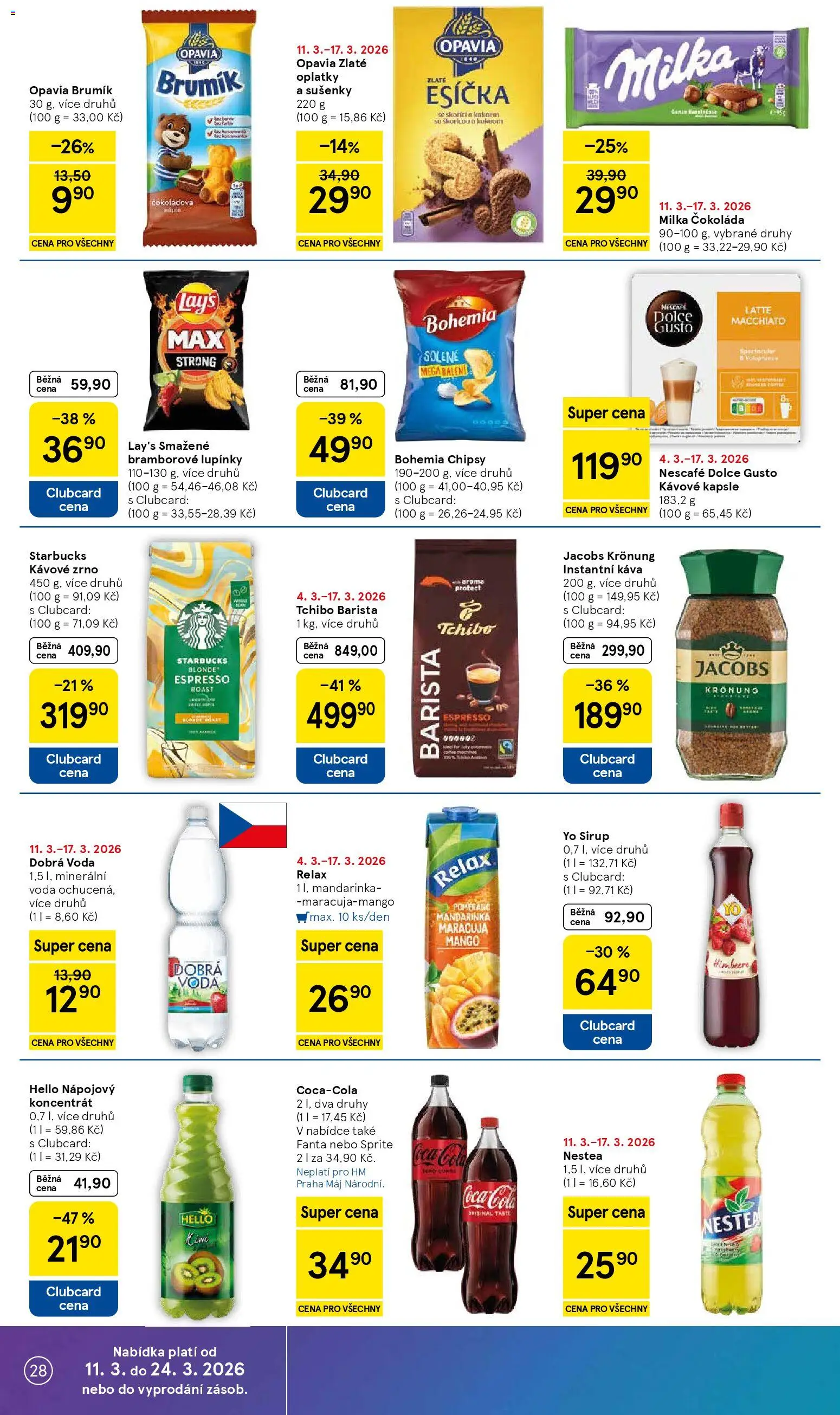 Tesco leták - Hypermarket od 11.03.2026 | Strana: 28 | Produkty: Mango, Káva, Čokoláda, Chipsy