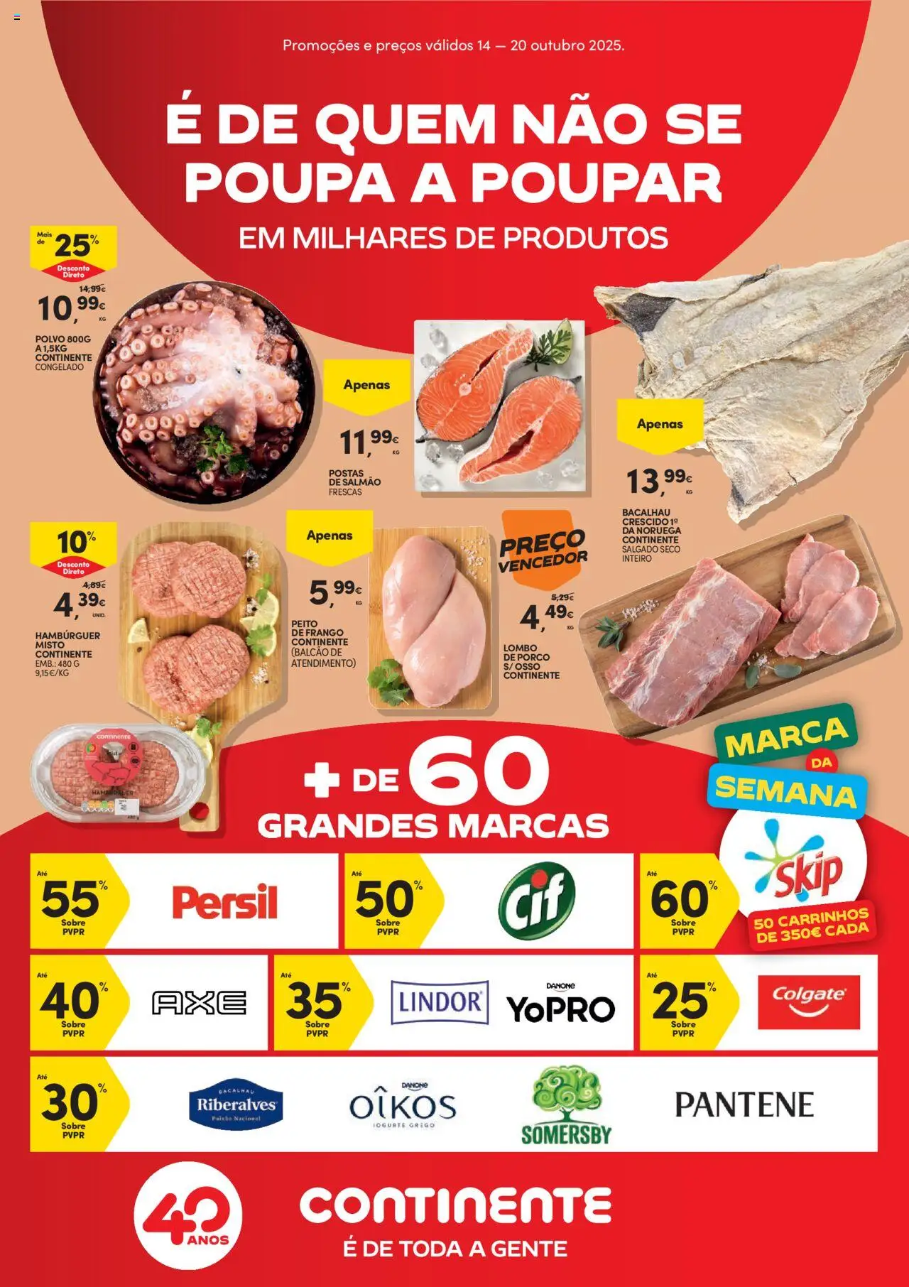 Continente Semanal Continente Bom Dia │ válido de 14.10.2025 | Página: 1 | Produtos: Polvo, Lombo, Somersby, Persil