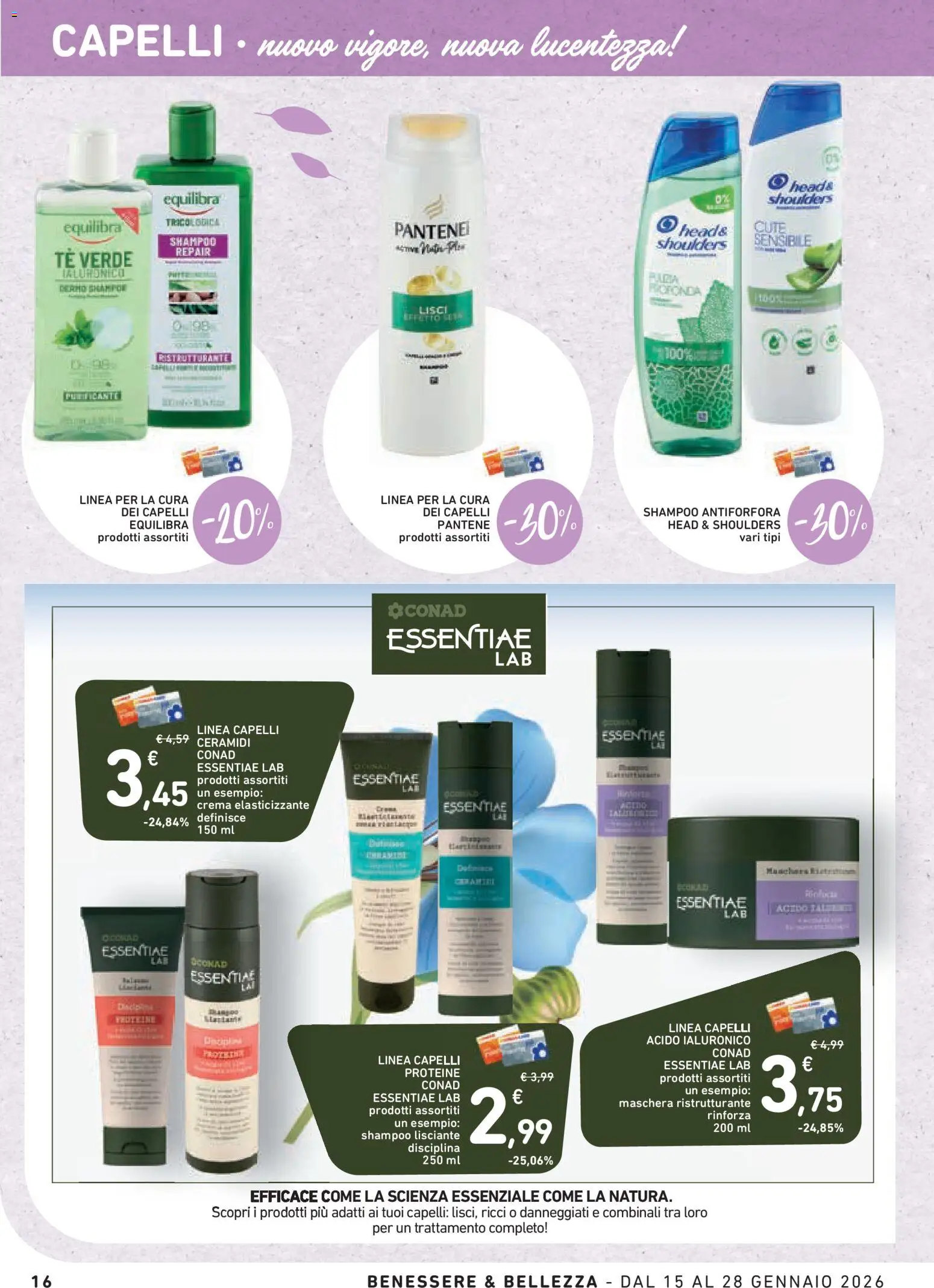 Volantino Conad del 15.01.2026 | Pagina: 16 | Prodotti: Shampoo, Crema, Maschera, Tè