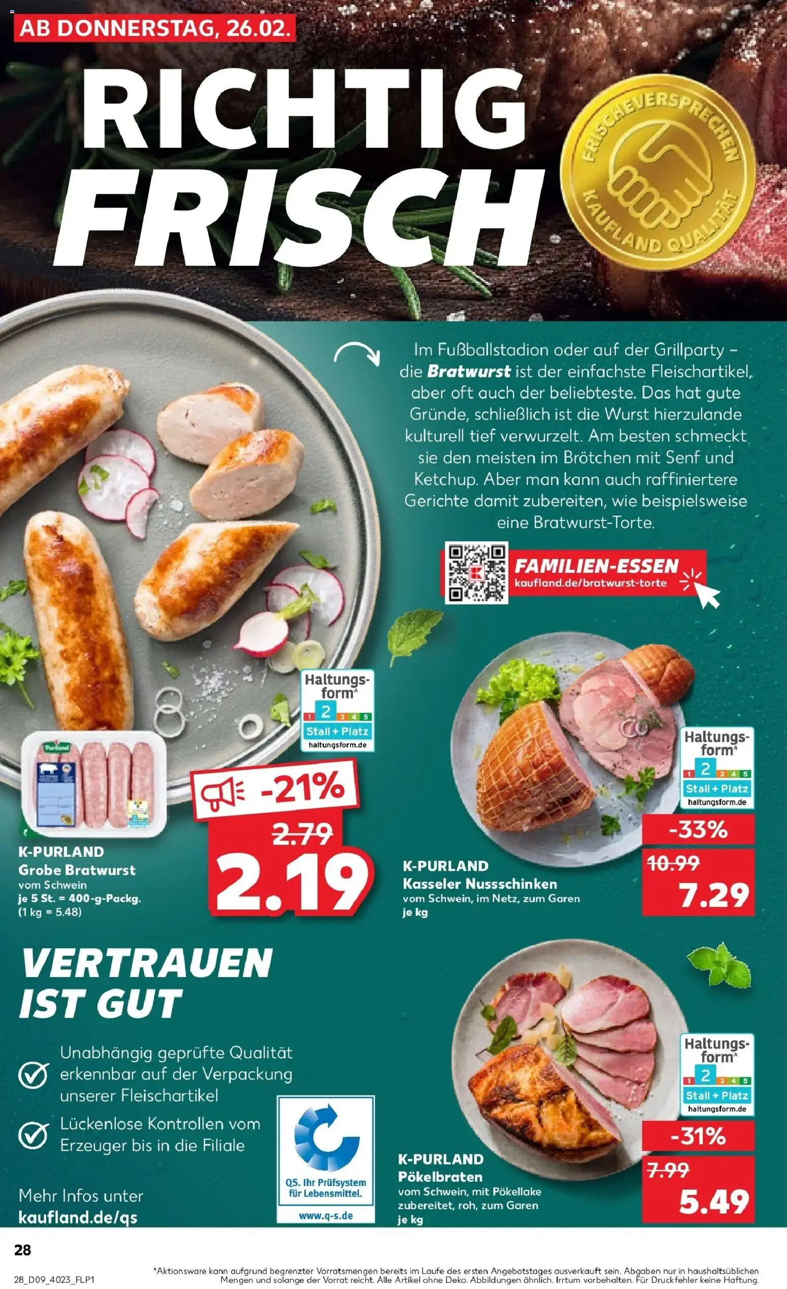 Kaufland prospekt Berlin	 – gültig ab 26.02.2026 | Seite: 28 | Produkte: Bratwurst, Wurst