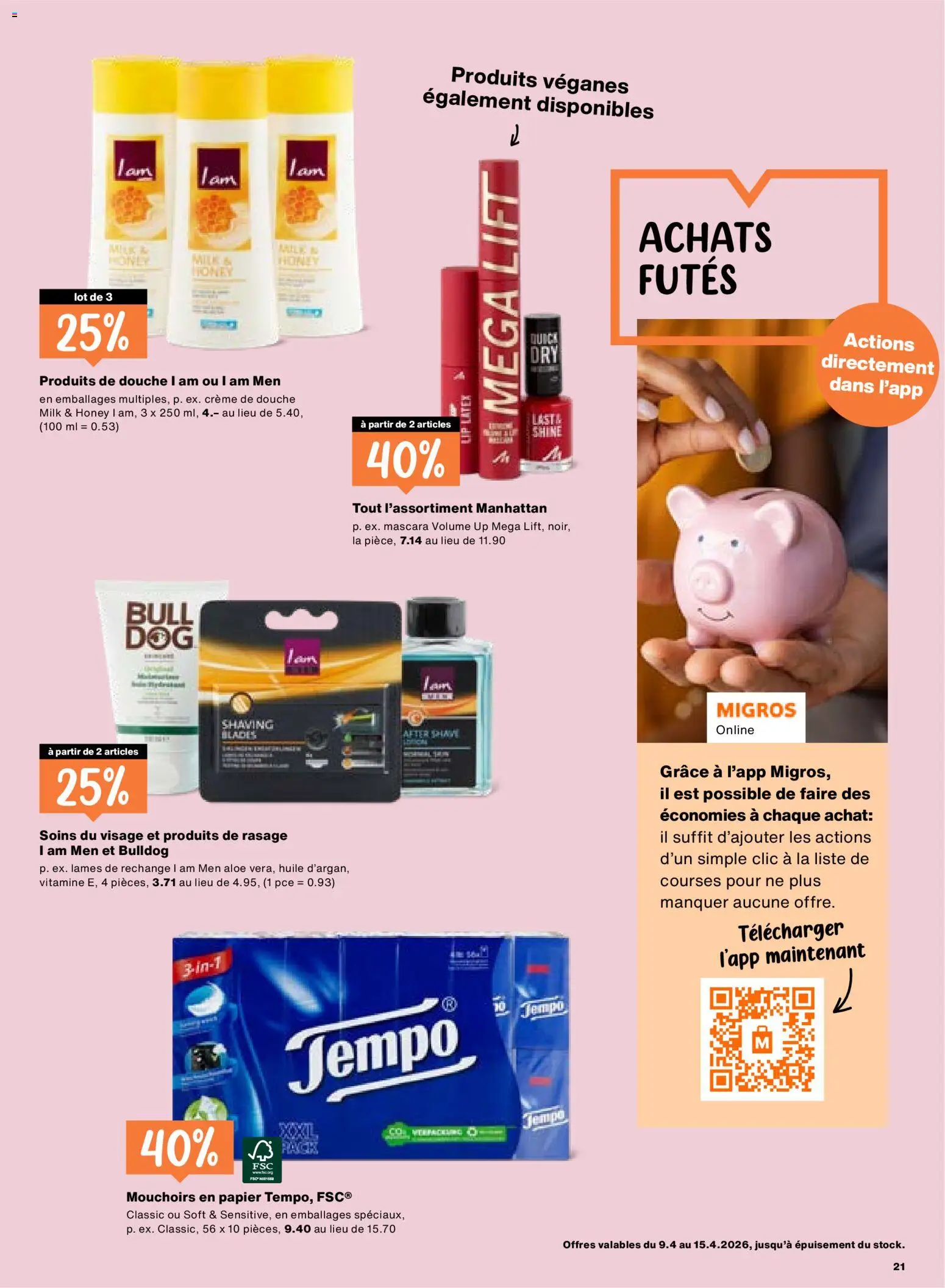 Migros aktionen FR – gültig ab 09.04.2026 | Seite: 21 | Produkte: Creme, Mascara