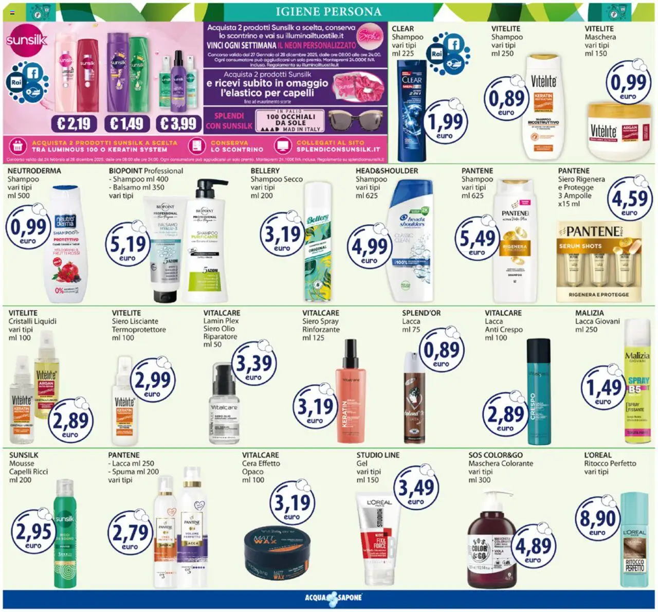 Volantino Acqua e Sapone del 11.08.2025 | Pagina: 7 | Prodotti: Shampoo, Lacca, Olio, Occhiali