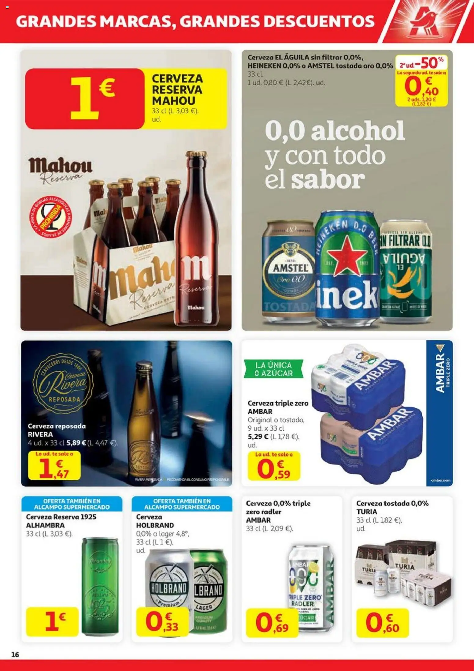Alcampo - HG Madrid Unificado  │ válido desde el 23.10.2025 | Página: 16 | Productos: Cerveza, Té, Σπανάκι