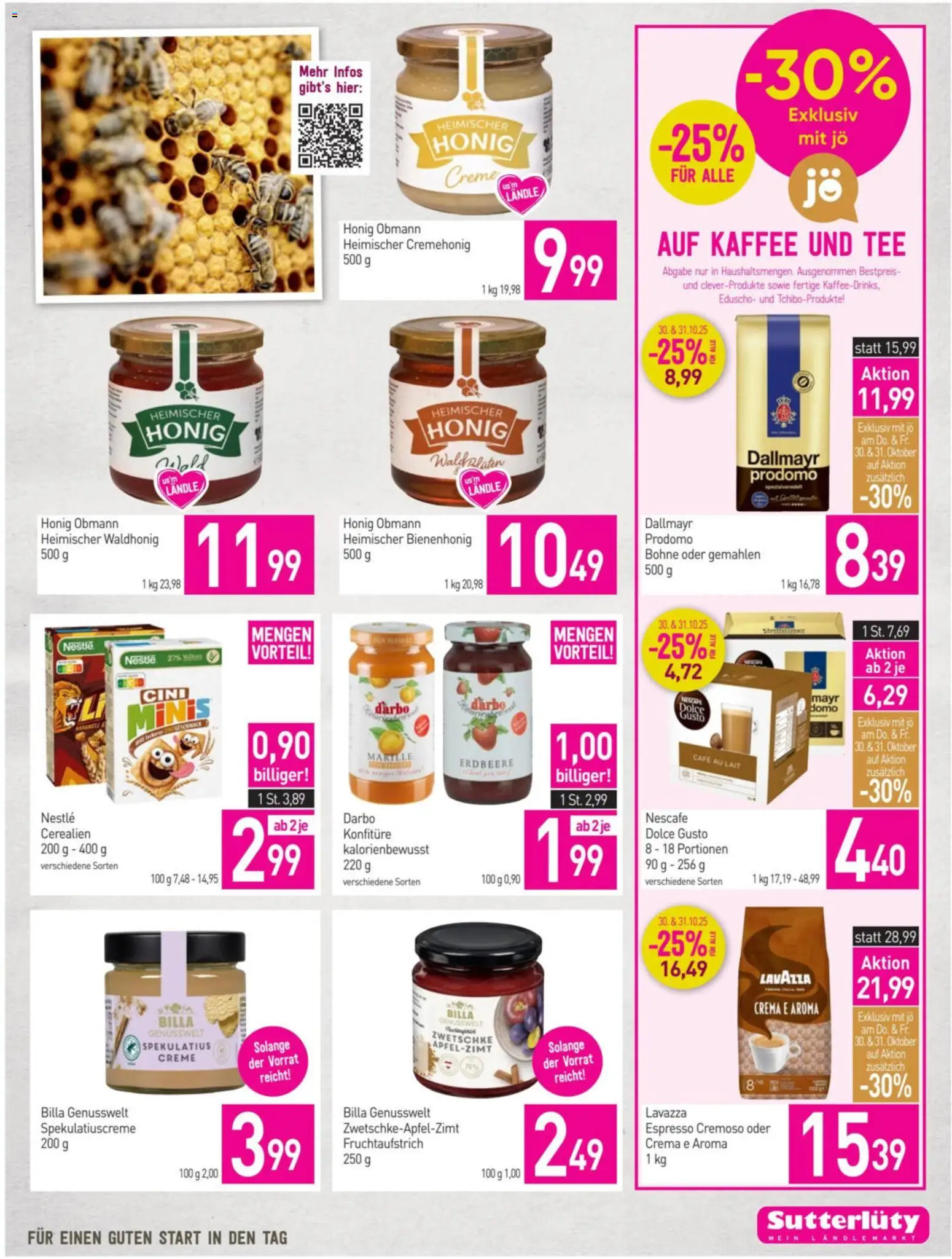 Sutterlüty Flugblatt gültig ab 30.10.2025 | Seite: 5 | Produkte: Creme, Kaffee, Tee