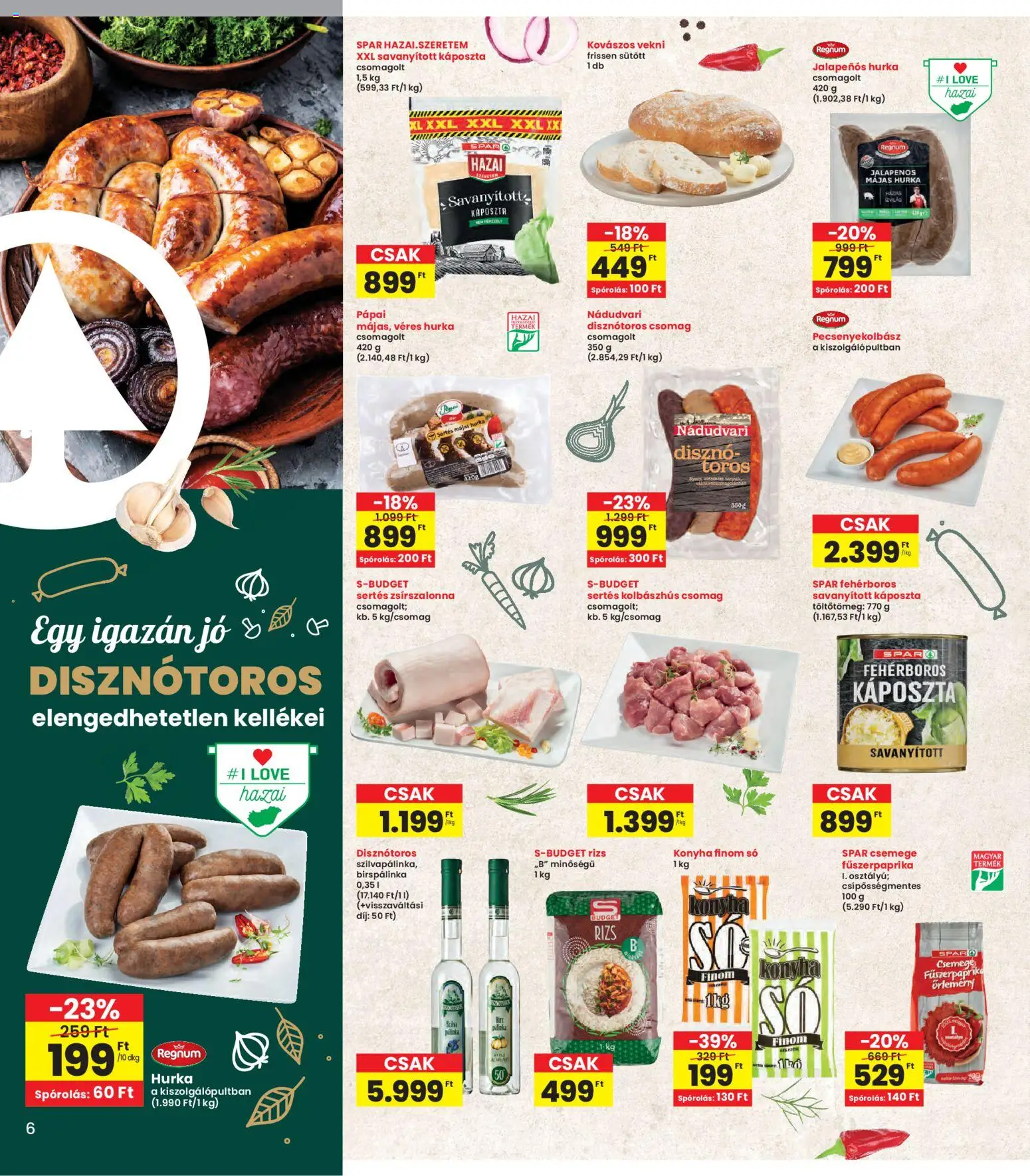 Interspar akciós ujság - amely érvényes a következő dátumtól: 08.01.2026 | Oldal: 6 | Termékek: Jalapenos, Hurka, Rizs, Só