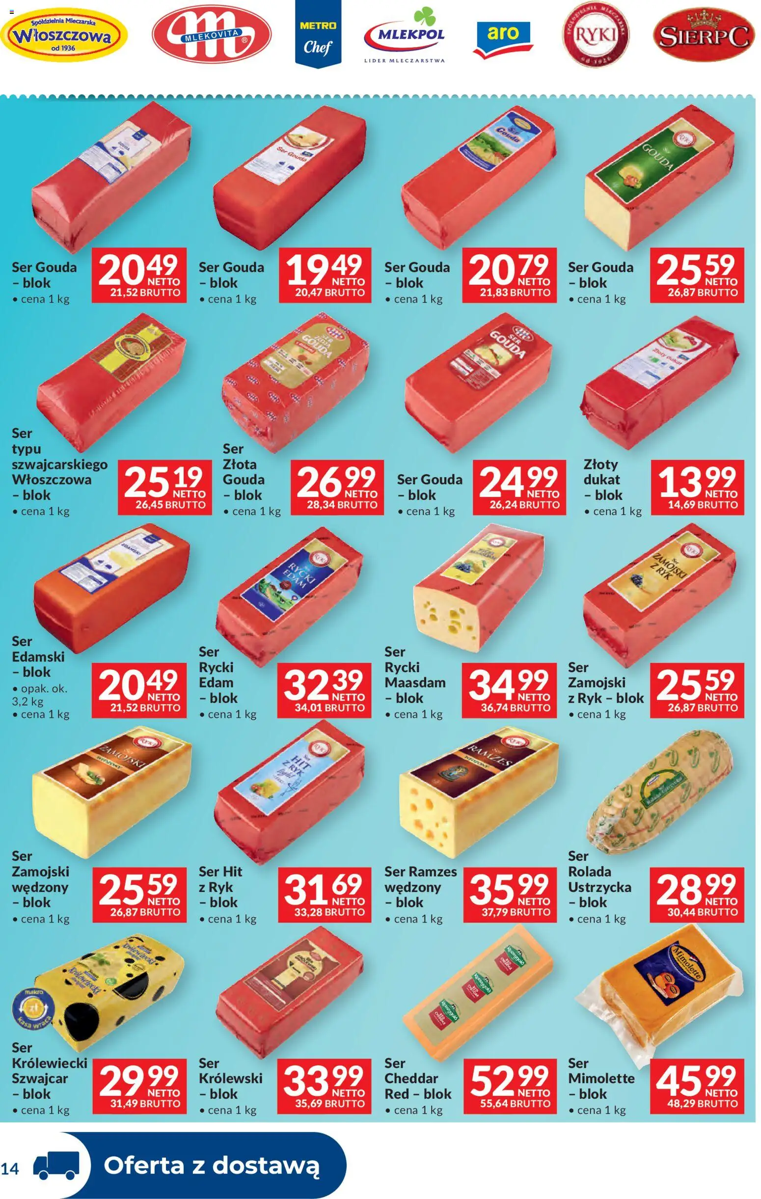 Makro gazetka - Dystrybucja do sklepów od 07.04.2026 | Strona: 14 | Produkty: Rolada, Ser, Cheddar, Ser gouda