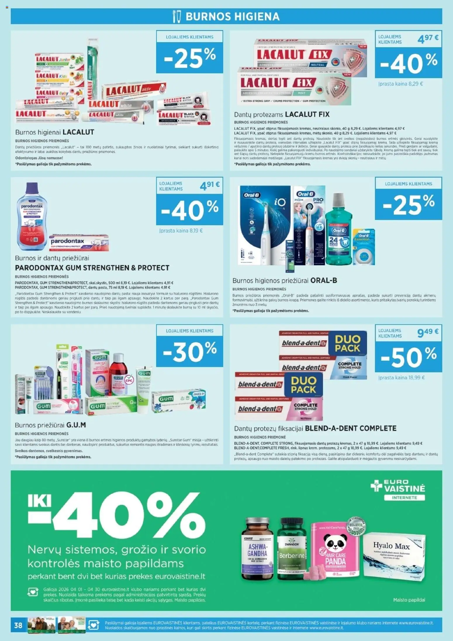 EUROVAISTINĖ akcijos nuo 31.03.2026 | Puslapis: 38 | Prekių: Kremas, Dantų pasta