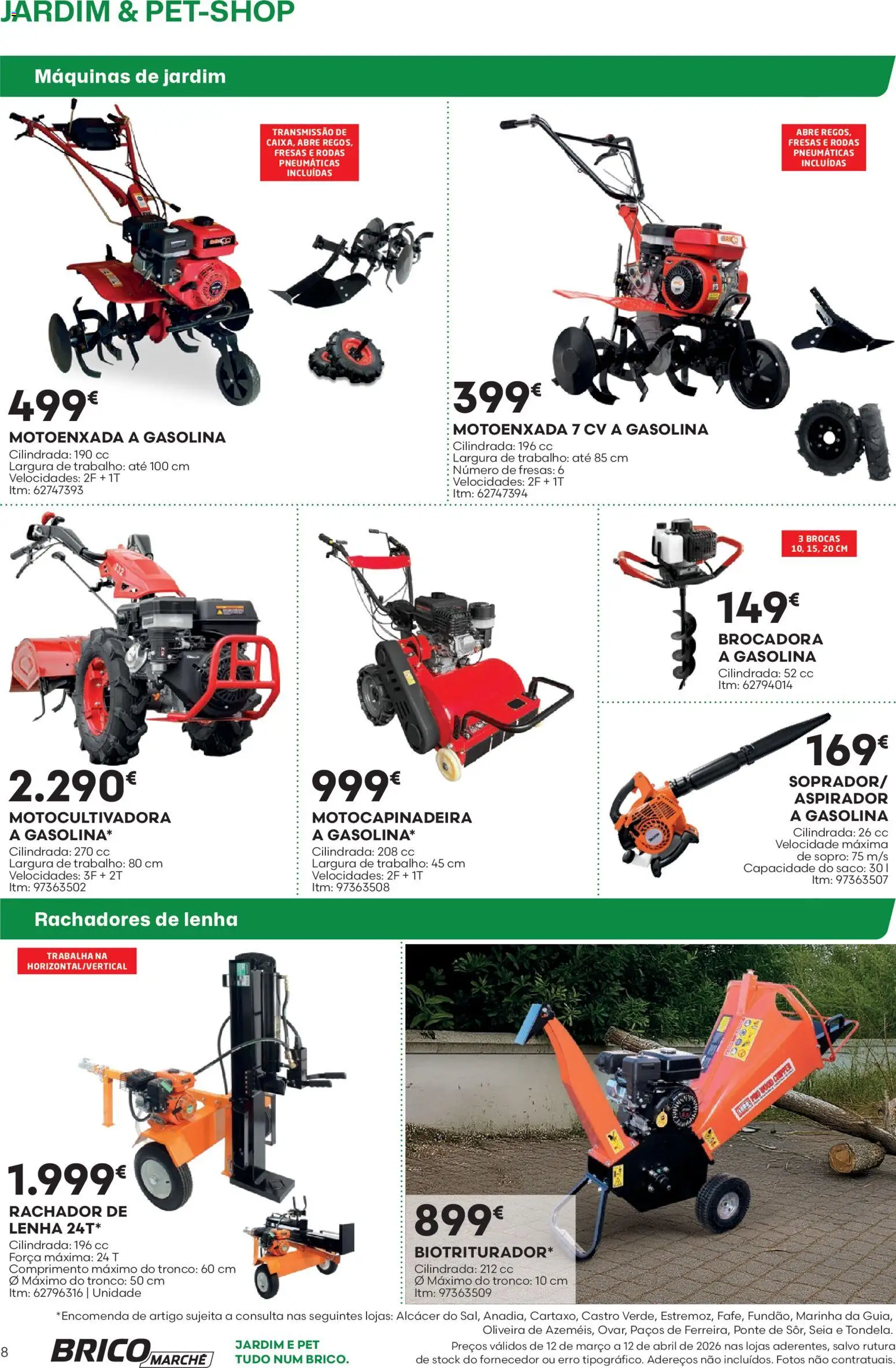 BricoMarché F04 JardimPetShop │ válido de 12.03.2026 | Página: 8 | Produtos: Motoenxada, Aspirador