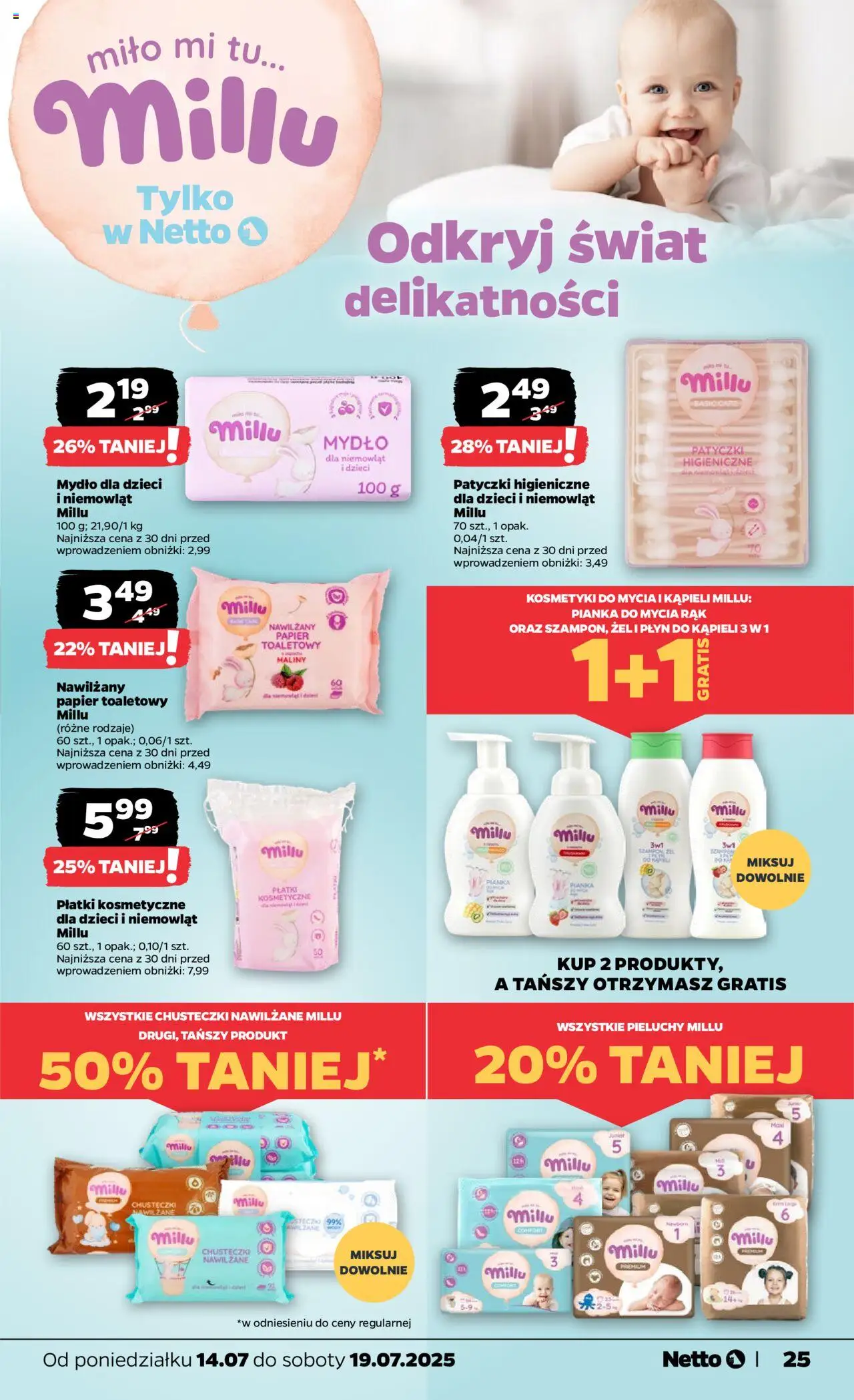 Netto gazetka - Spożywcza od 14.07.2025 | Strona: 25 | Produkty: Maliny, Kosmetyki, Płyn do kąpieli, Płatki