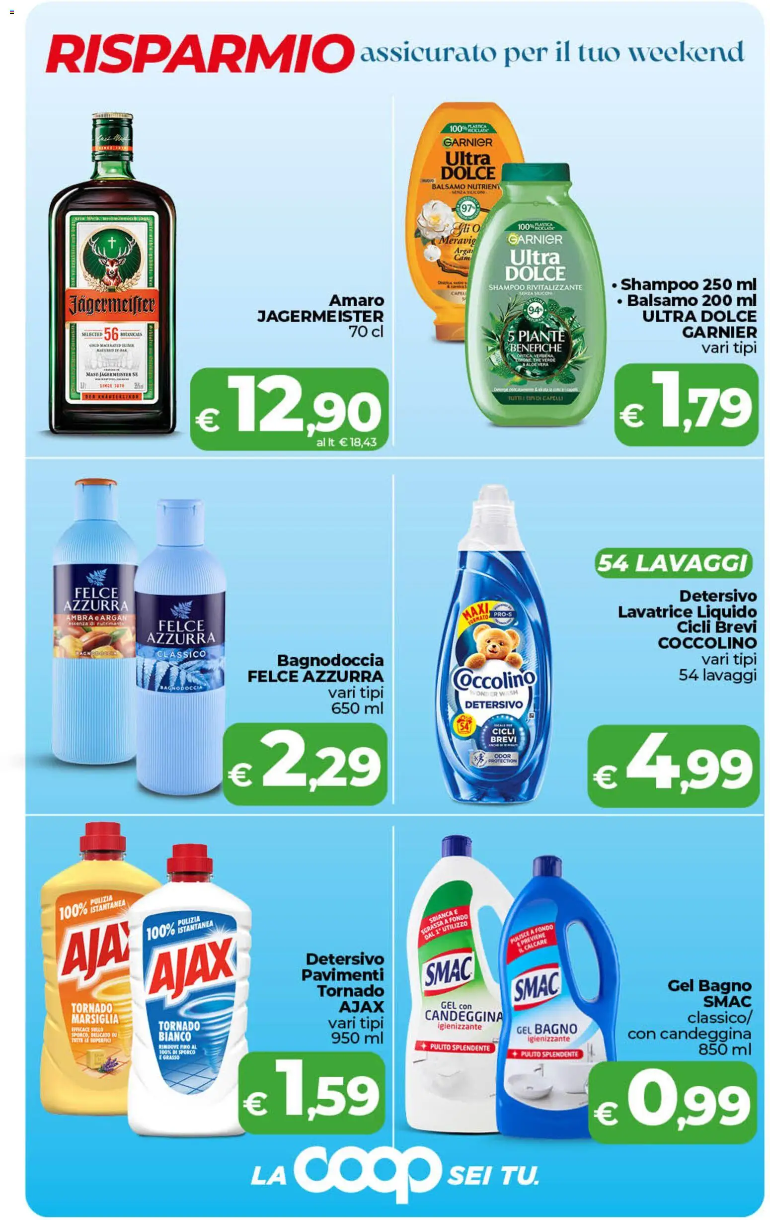 Volantino COOP del 28.04.2026 | Pagina: 4 | Prodotti: Shampoo, Balsamo, Candeggina, Amaro