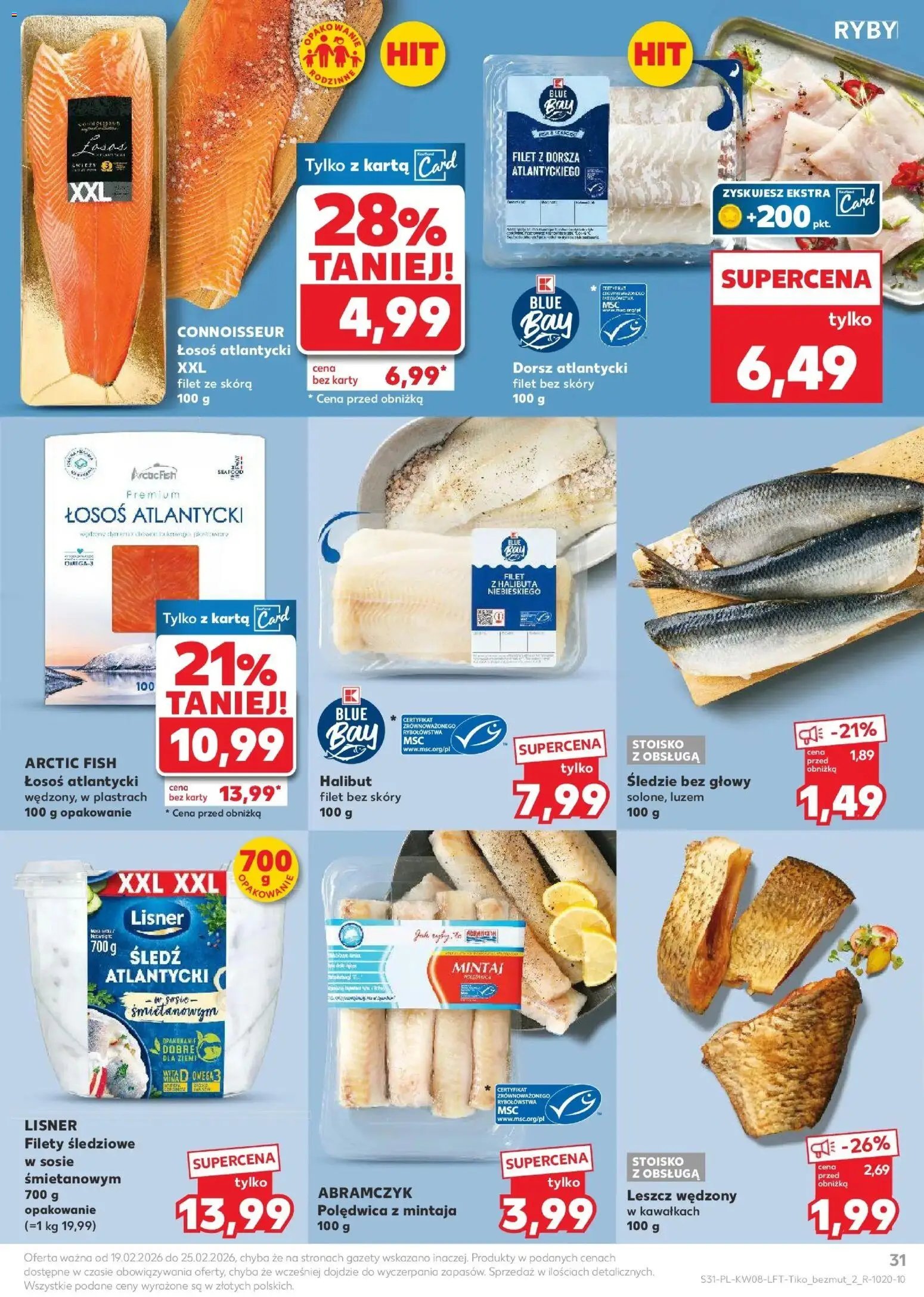 Kaufland Polsko leták od 19.02.2026 | Strana: 31 | Produkty: Hecht, Ryby, Filet, Karty
