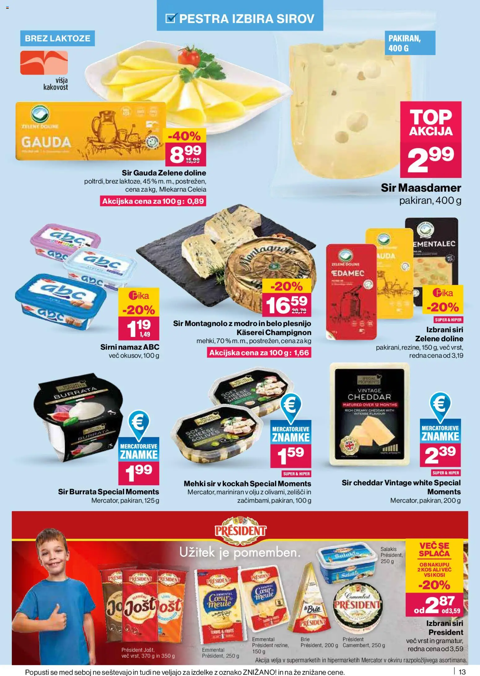 Novi Mercator katalog ponudbe – veljaven od 26.03.2026 | Stran: 13 | Izdelki: Ementalec, Namaz, Sir, Cheddar