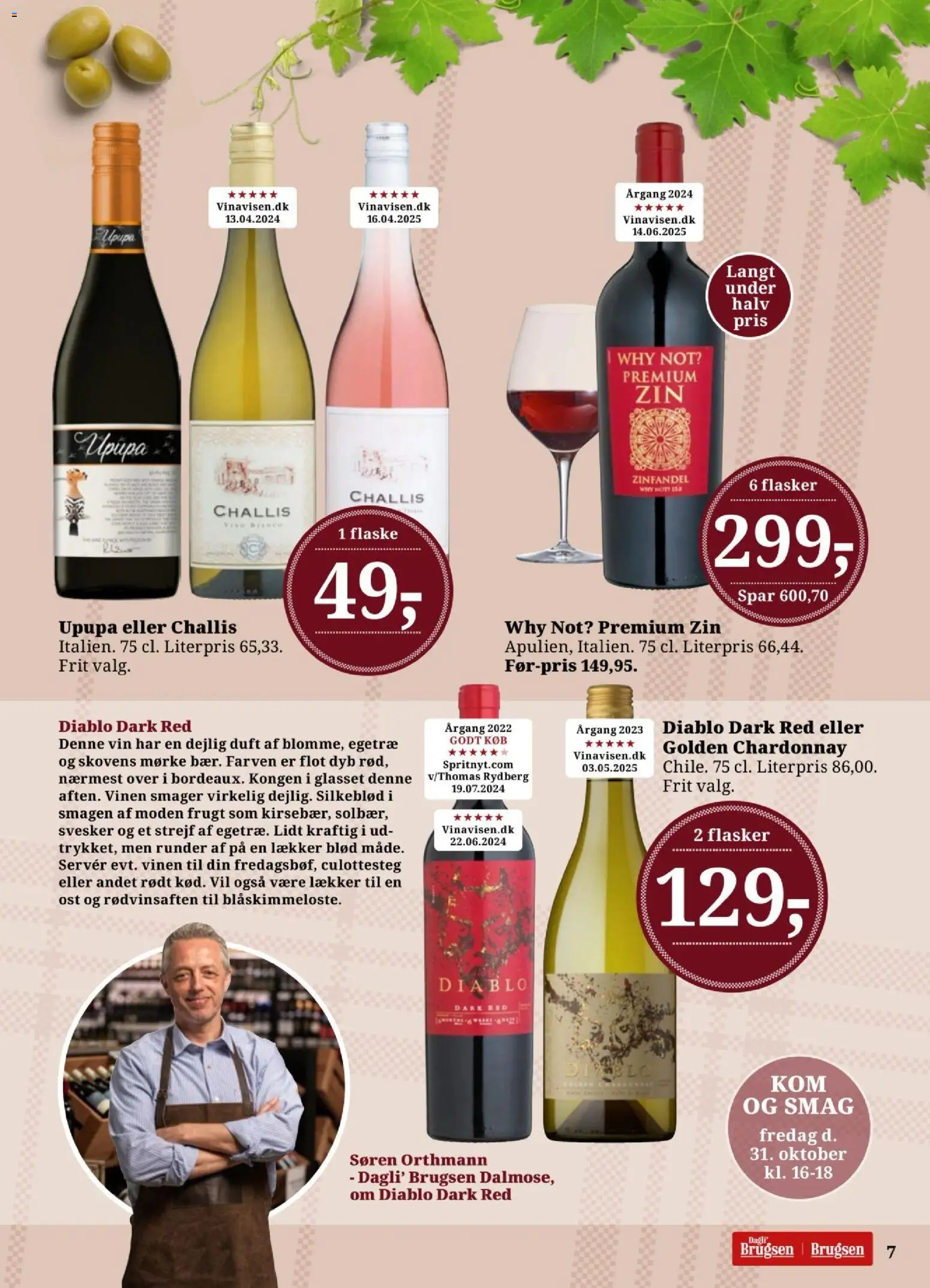 Dagli'Brugsen tilbudsavis – gyldig fra 24.10.2025 | Side: 7 | Produkter: Duft, Ost, Vin, Søm