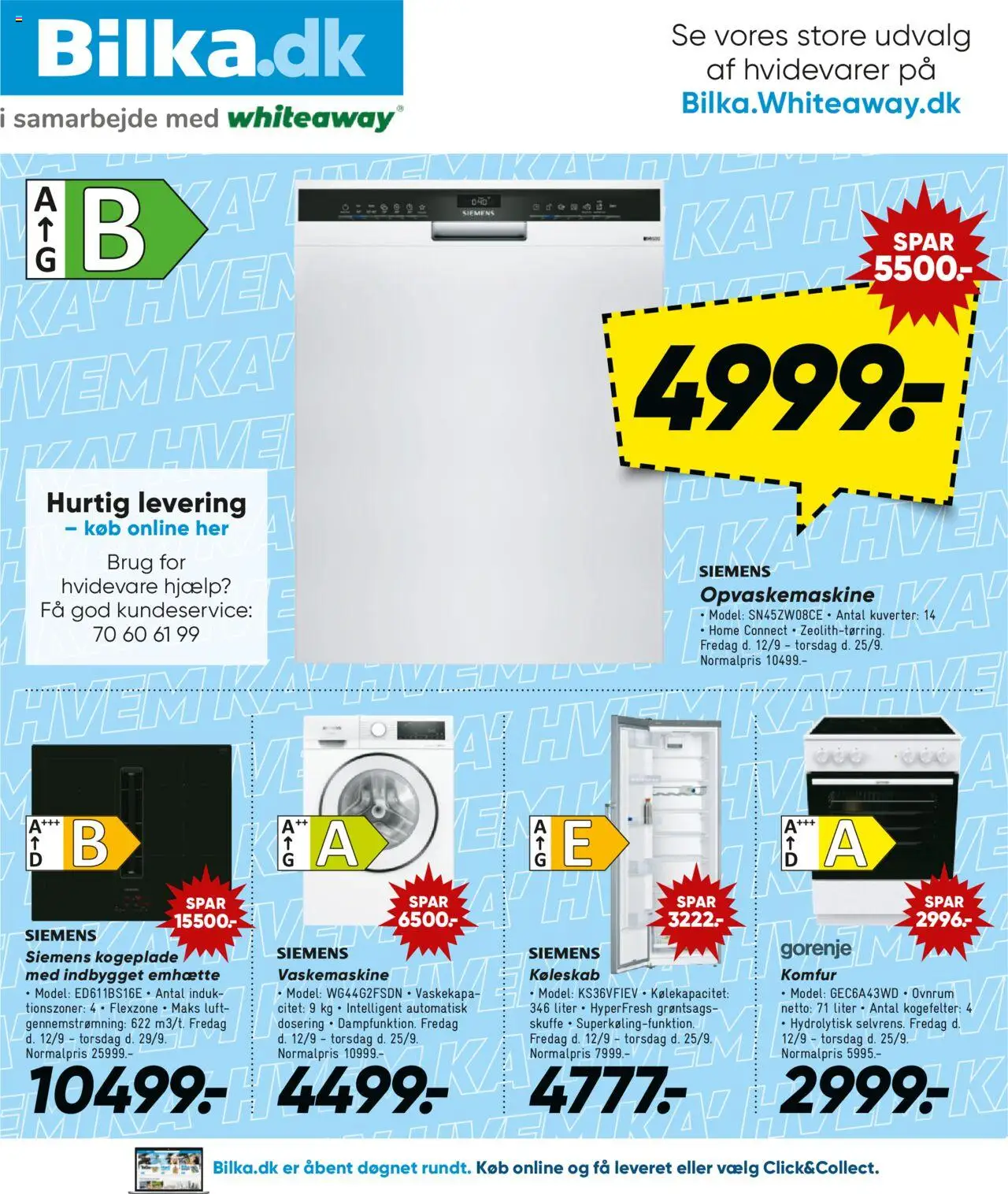 Bilka tilbudsavis – gyldig fra 12.09.2025 | Side: 31 | Produkter: Komfur, Køleskab, Opvaskemaskine, Kogeplade