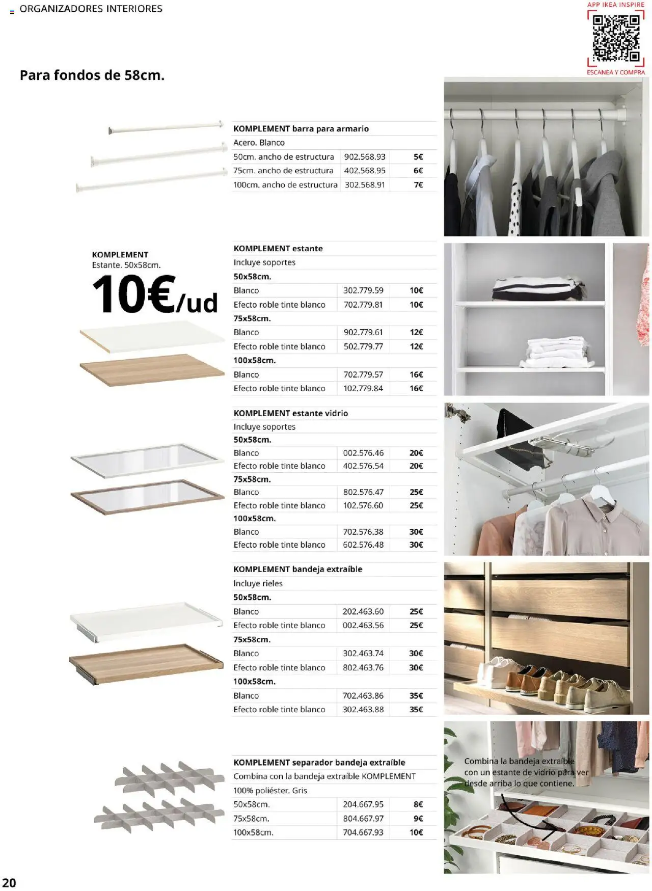 Catálogo IKEA Pax y Komplement │ válido desde el 01.09.2025 | Página: 20 | Productos: Tinte, Bandeja, Estante, Armario