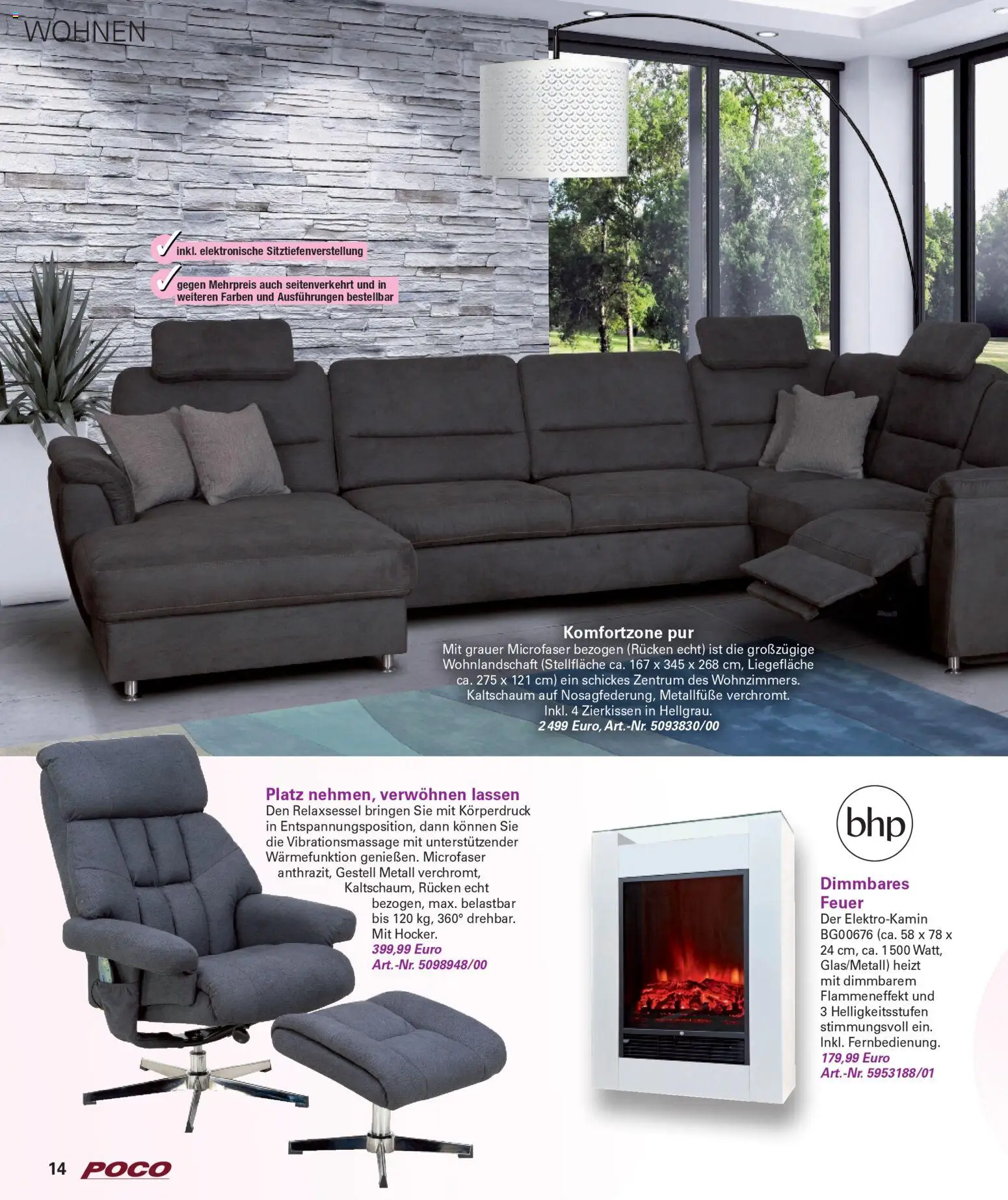 Poco Wohnwelt Winter 2025 – gültig ab 01.12.2025 | Seite: 14 | Produkte: Wohnlandschaft, Relaxsessel