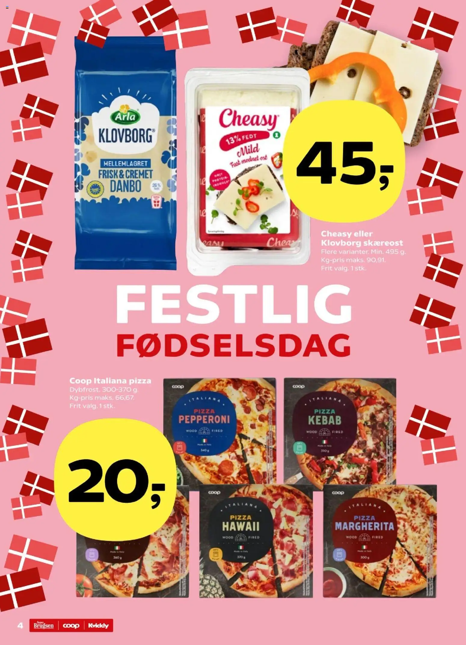 Super Brugsen tilbudsavis – gyldig fra 01.05.2026 | Side: 4 | Produkter: Ost, Pizza, Kebab