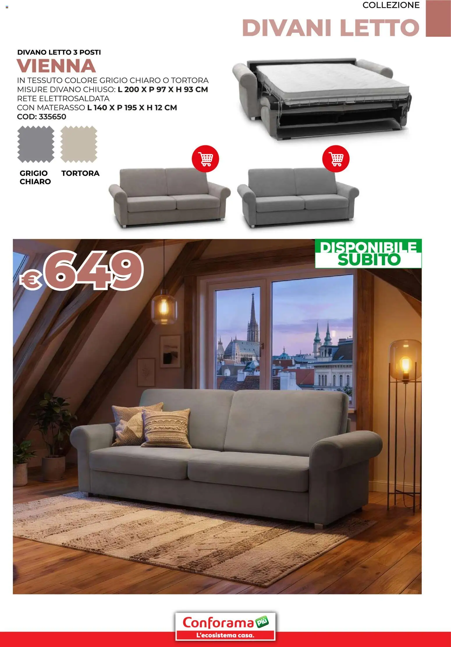 Volantino Conforama del 11.02.2026 | Pagina: 17 | Prodotti: Divano letto, Letto, Materasso, Divano