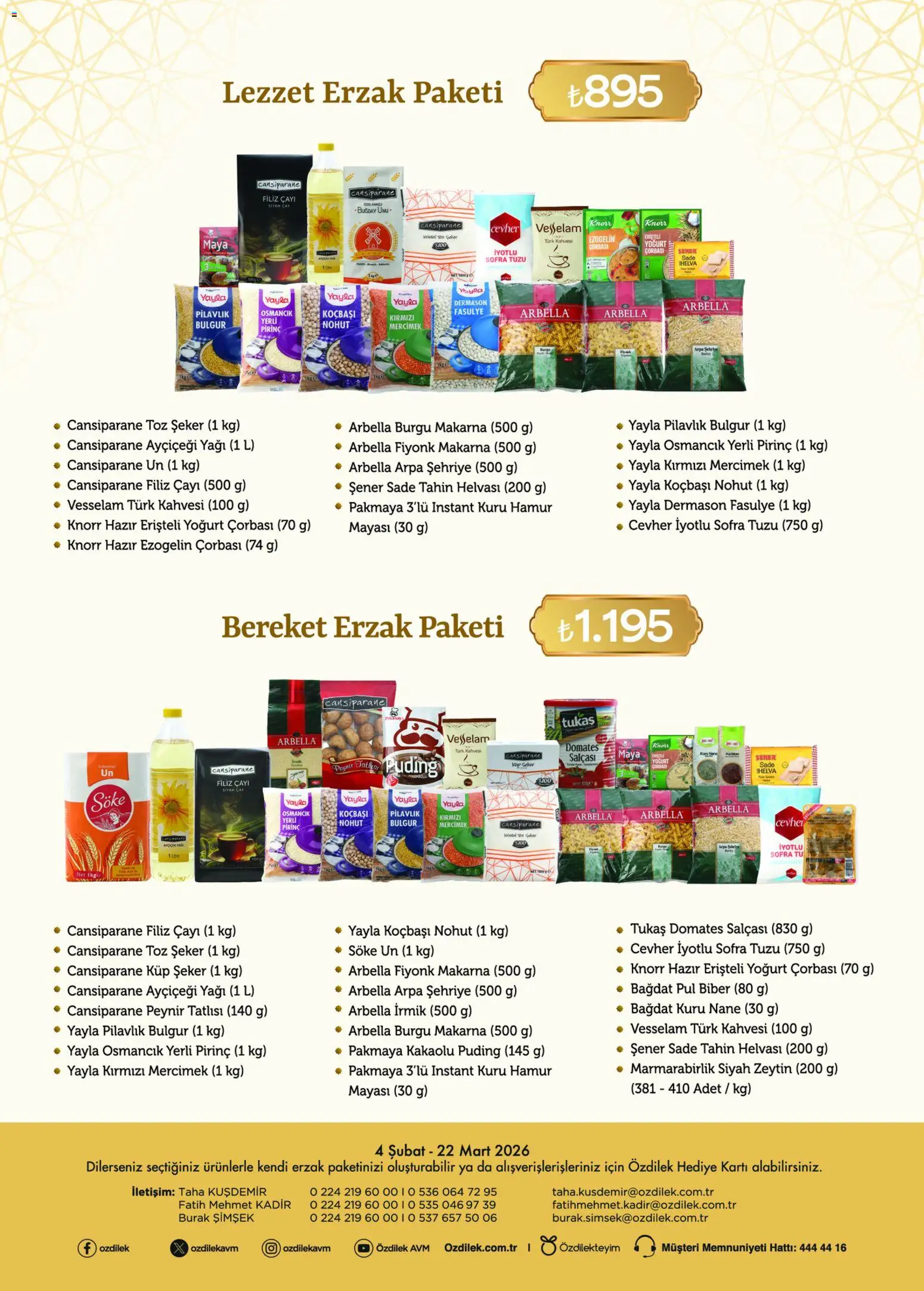Özdilek Katalog Ramazan Erzak Paketleri - 04.02.2026 tarihinden itibaren geçerlidir | Sayfa: 2 | Ürünler: Ravioli, Pirinç, Şeker, Zeytin