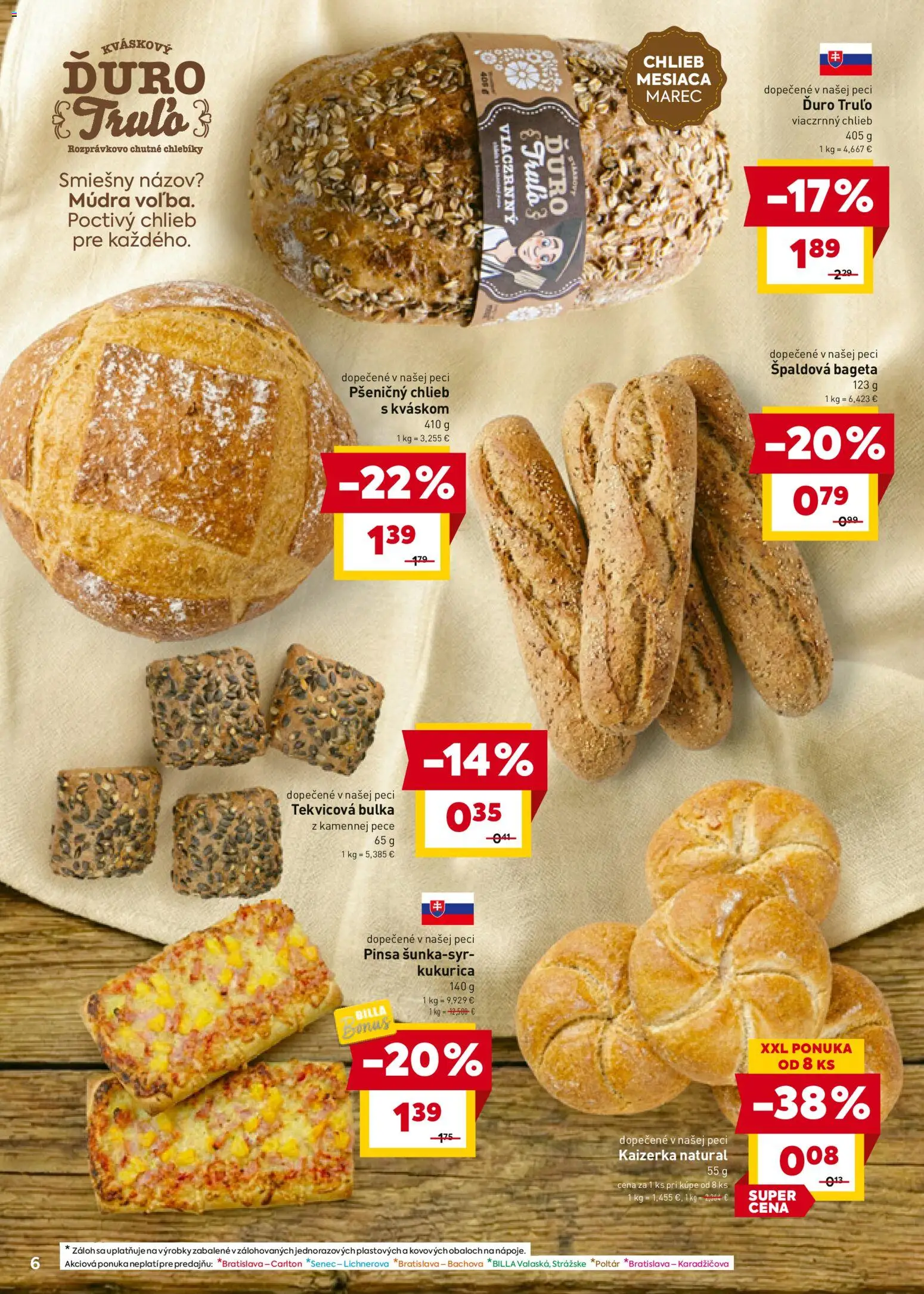 Nové Billa akcie – leták je platný od 18.03.2026 | Strana: 6 | Produkty: Chlieb, Kukurica