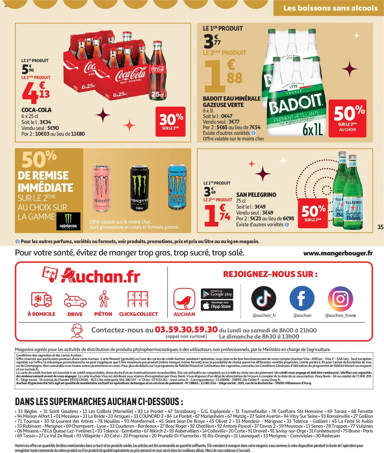 {H1} | Page: 35 | Produits: Badoit, Store, Eau minérale naturelle, Coca cola