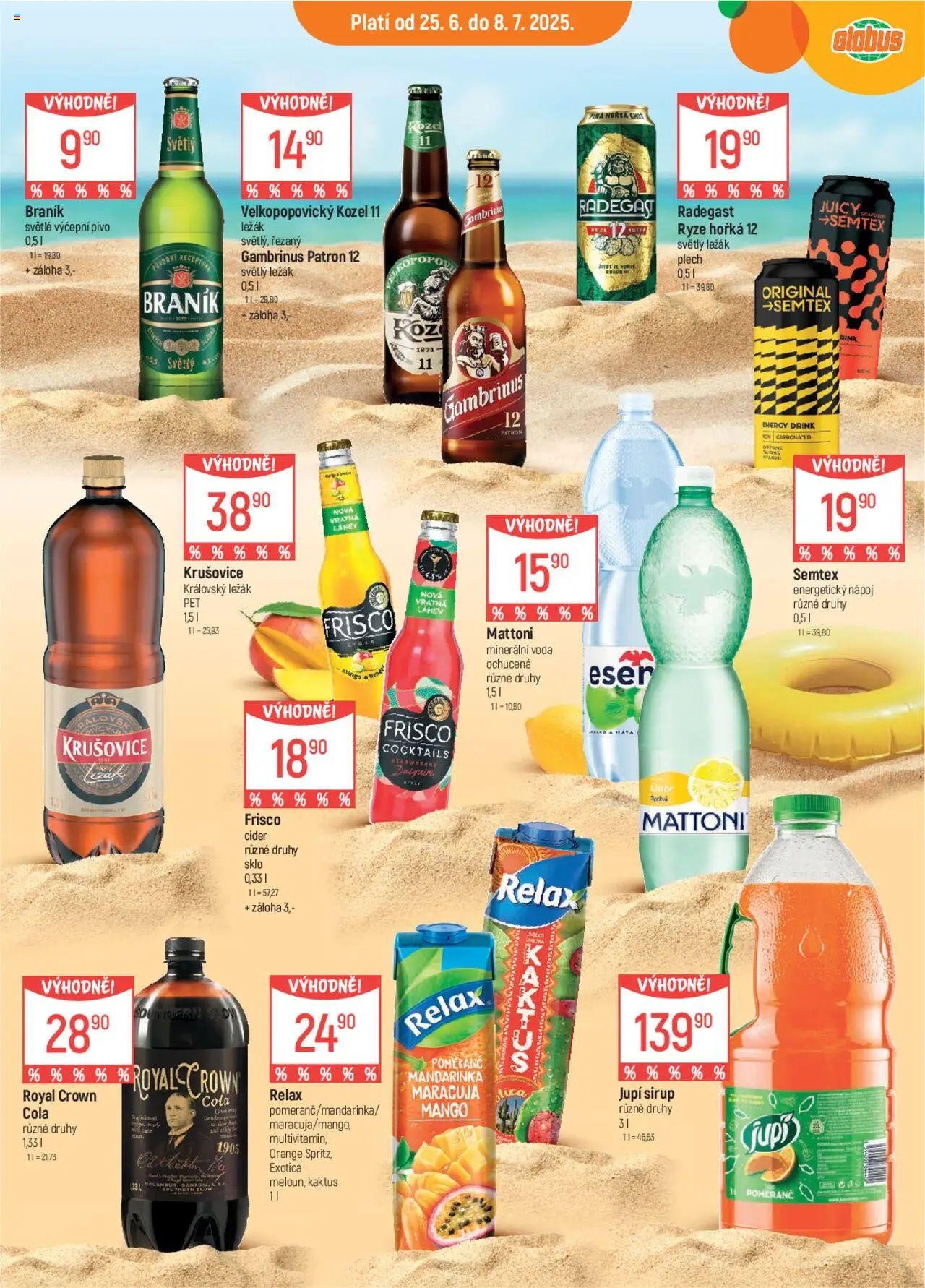 Globus leták od 25.06.2025 | Strana: 12 | Produkty: Radegast Ryze Hořká 12, Globus, Kozel 11, Minerální voda