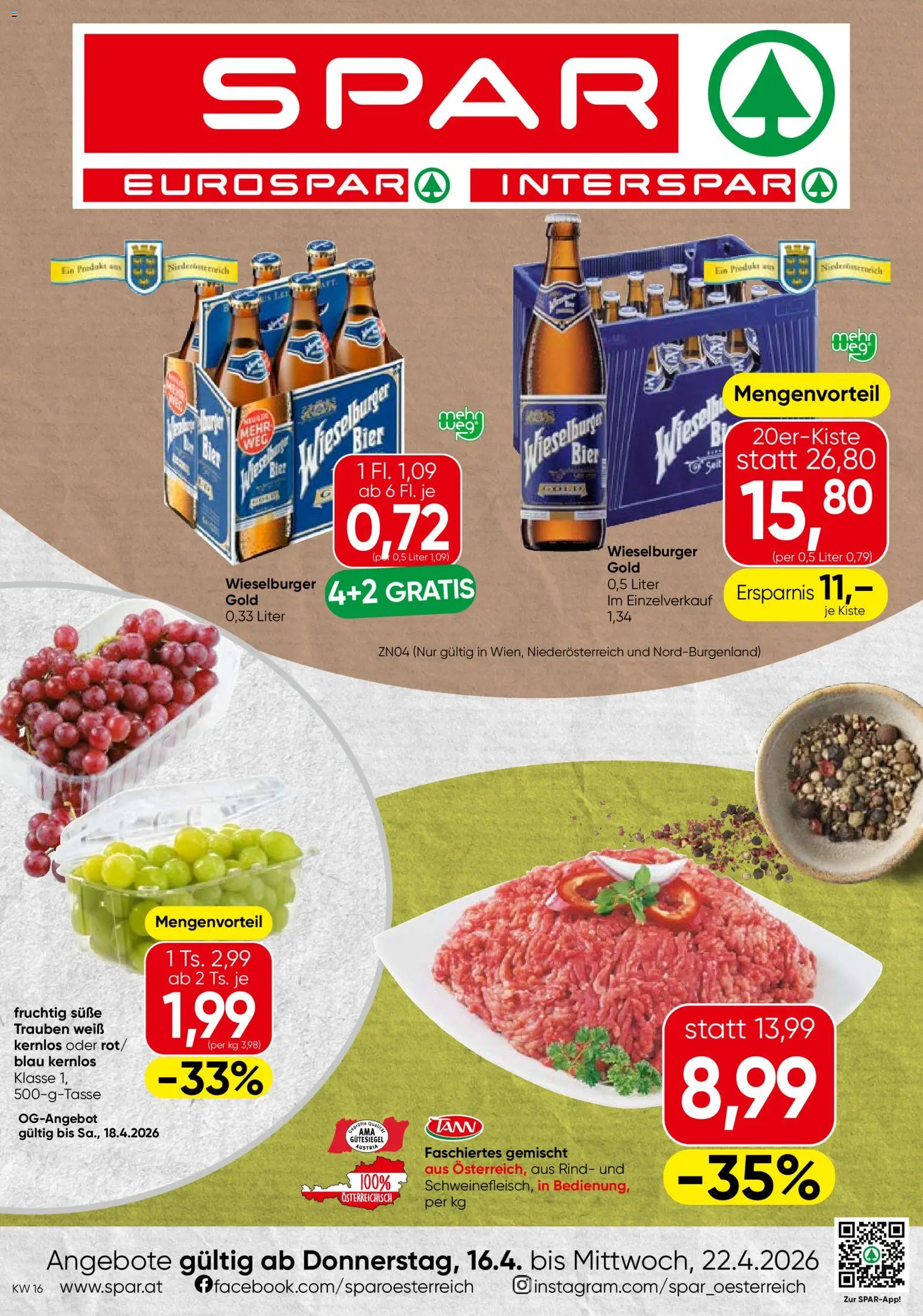 Spar Flugblatt - Niederösterreich gültig ab 16.04.2026 | Seite: 1 | Produkte: Bier