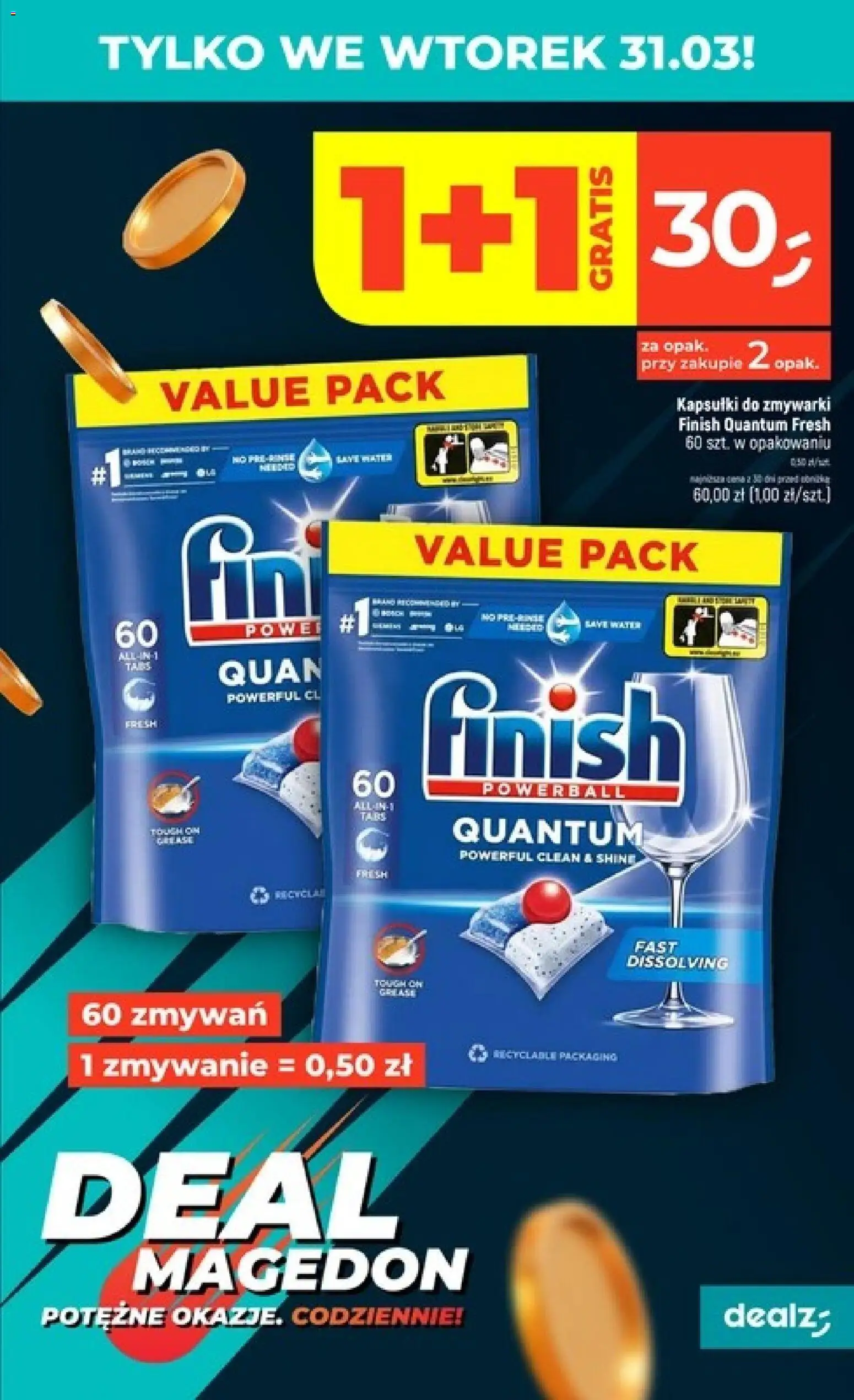 Dealz gazetka - Potężne okazje od 26.03.2026 | Strona: 7 | Produkty: Finish, Kapsułki do zmywarki