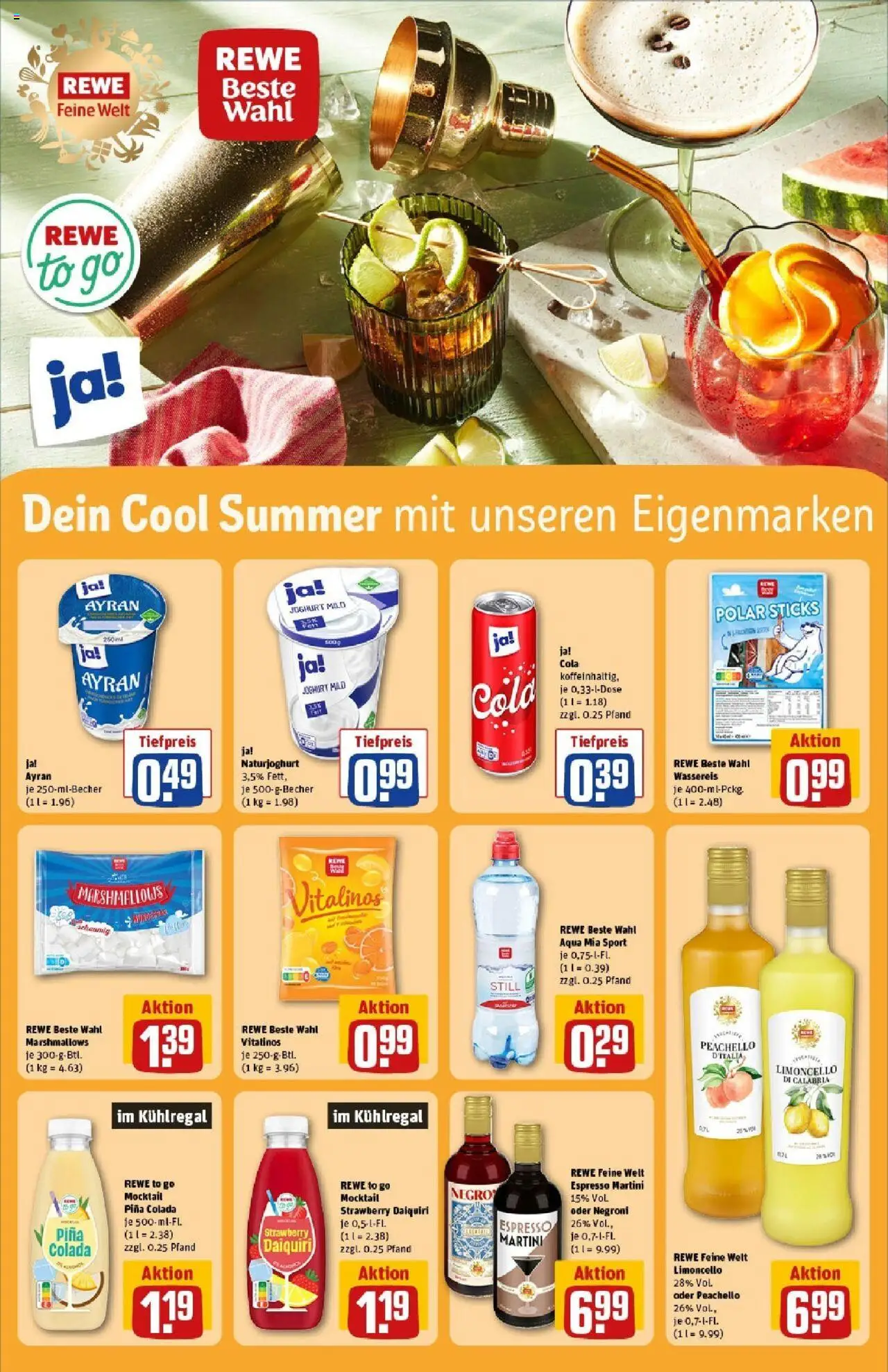 Rewe prospekt Mechernich / Kommern	 - gültig ab dem 08.06.2025 | Seite: 15 | Produkte: Martini, Cola, Joghurt, Limoncello
