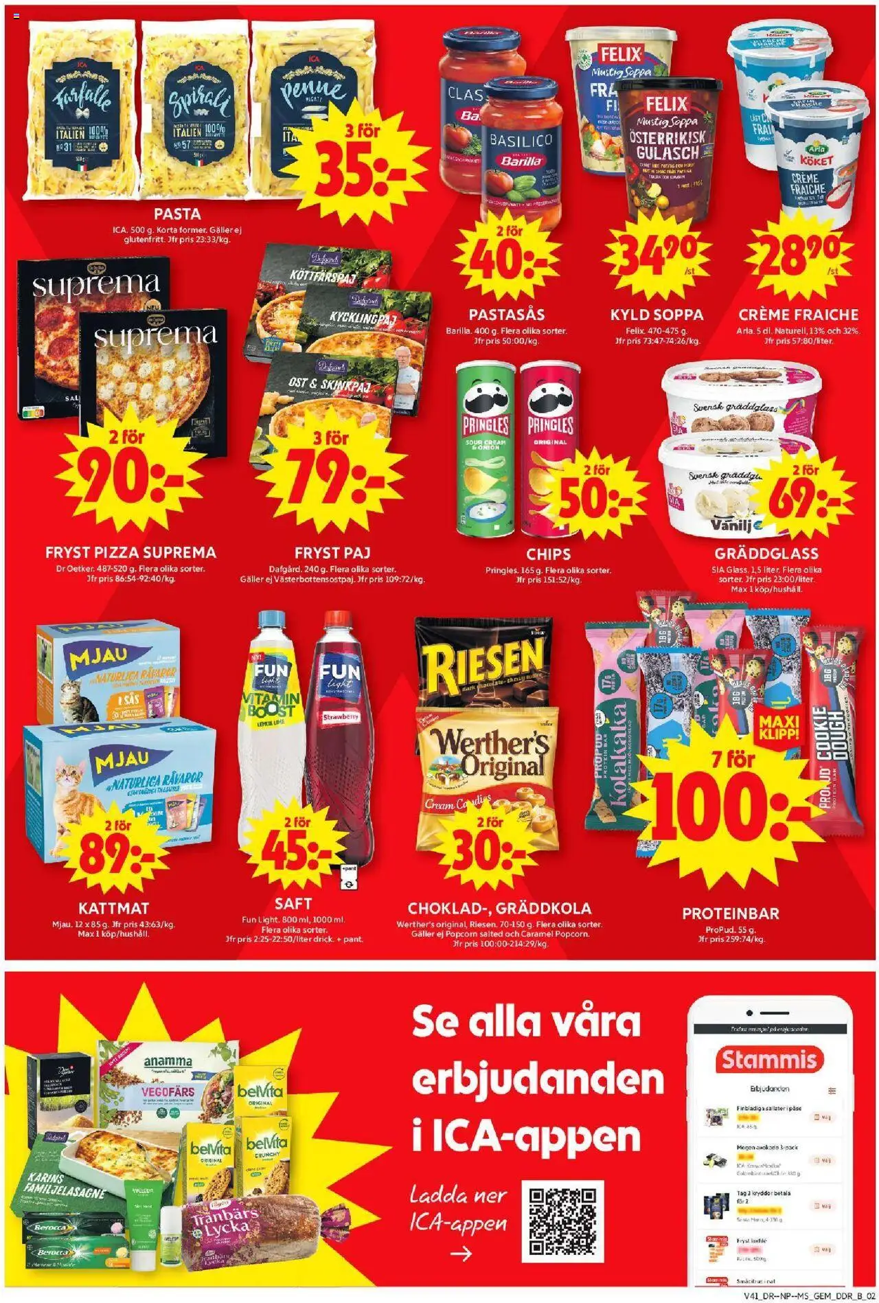 ICA Maxi reklamblad aktuell från 06.10.2025 | Sida: 6 | Produkter: Pringles, Pizza, Juice, Glass